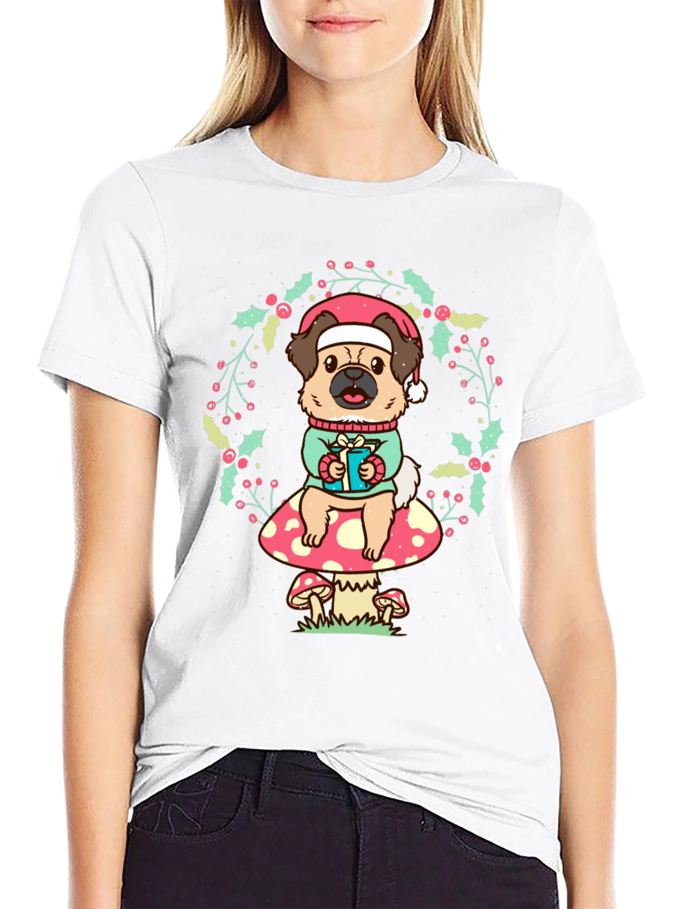 Christmas Dog Mushroom T-Shirt