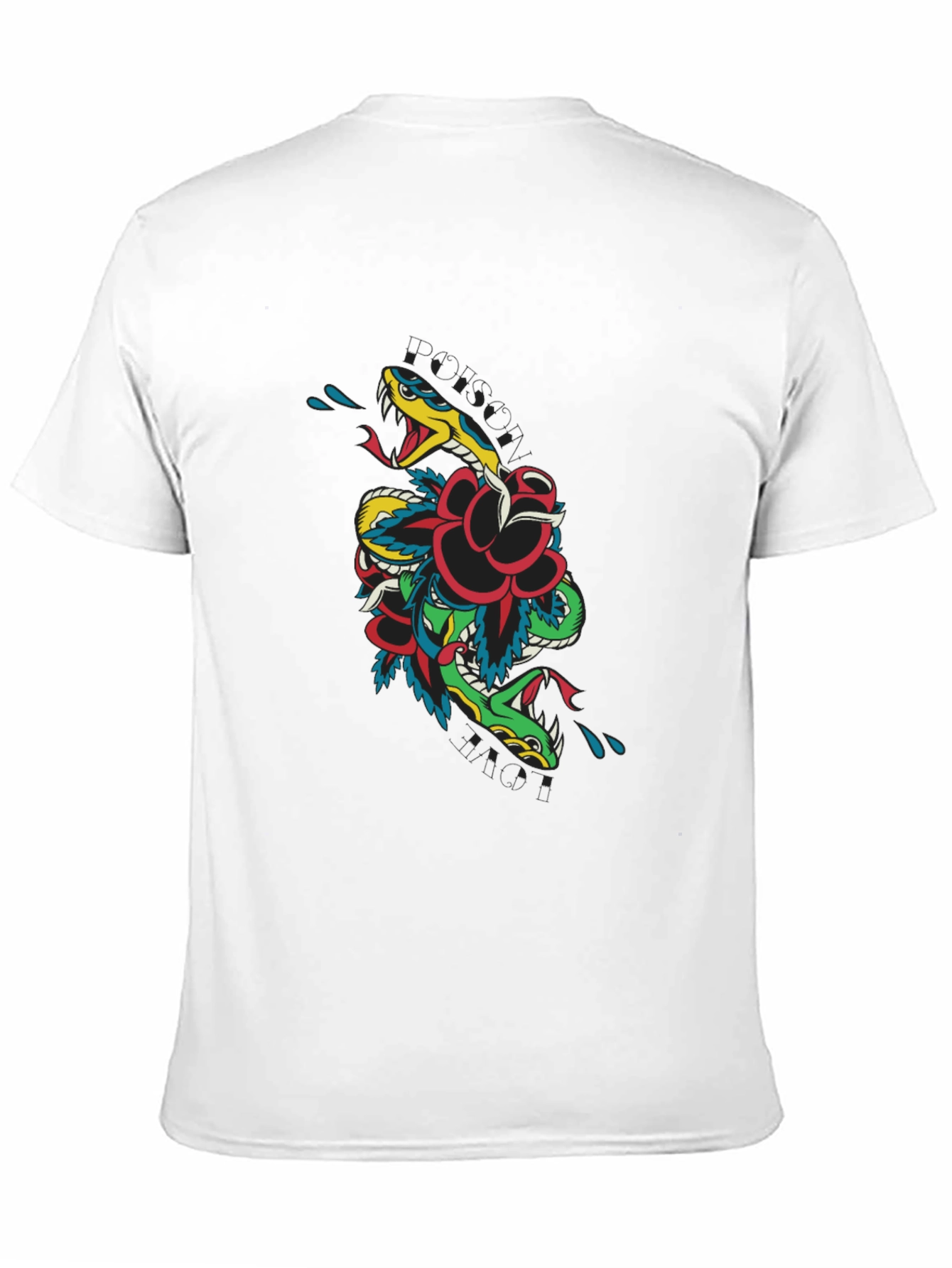 Snake & Rose Graphic T-Shirt - Edgy Tattoo Style