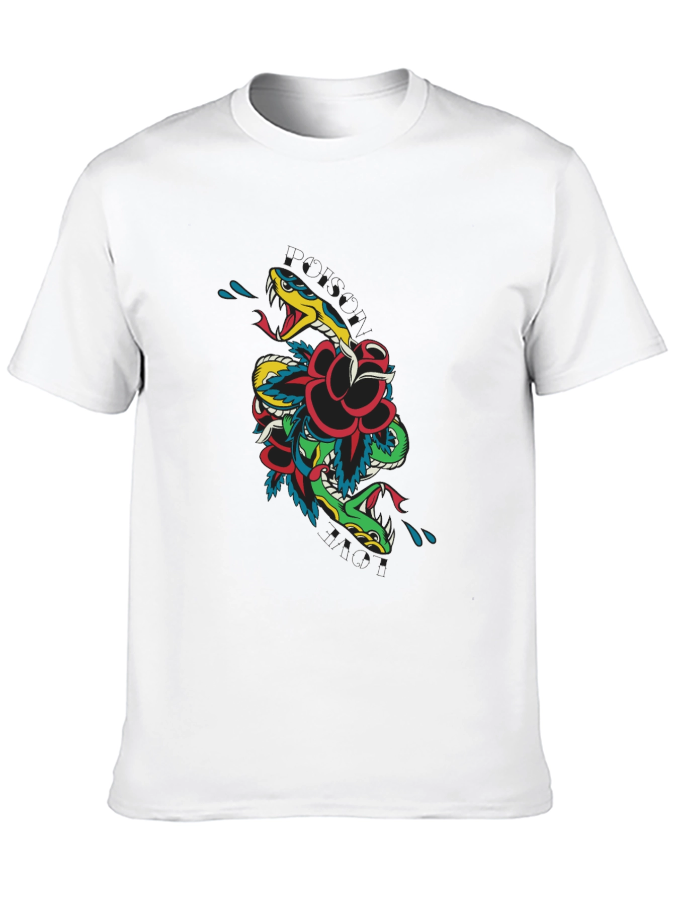 Snake & Rose Graphic T-Shirt - Edgy Tattoo Style