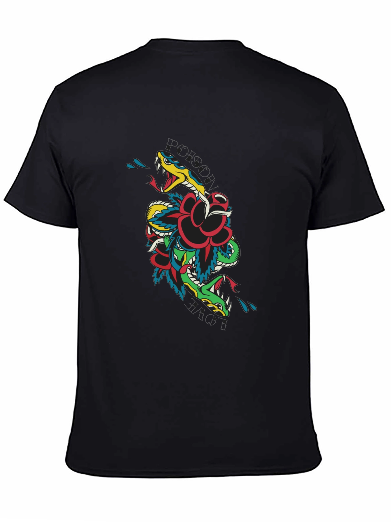 Snake & Rose Graphic T-Shirt - Edgy Tattoo Style