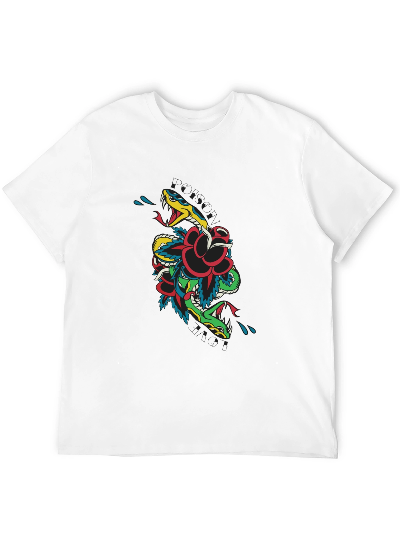 Snake & Rose Graphic T-Shirt - Edgy Tattoo Style