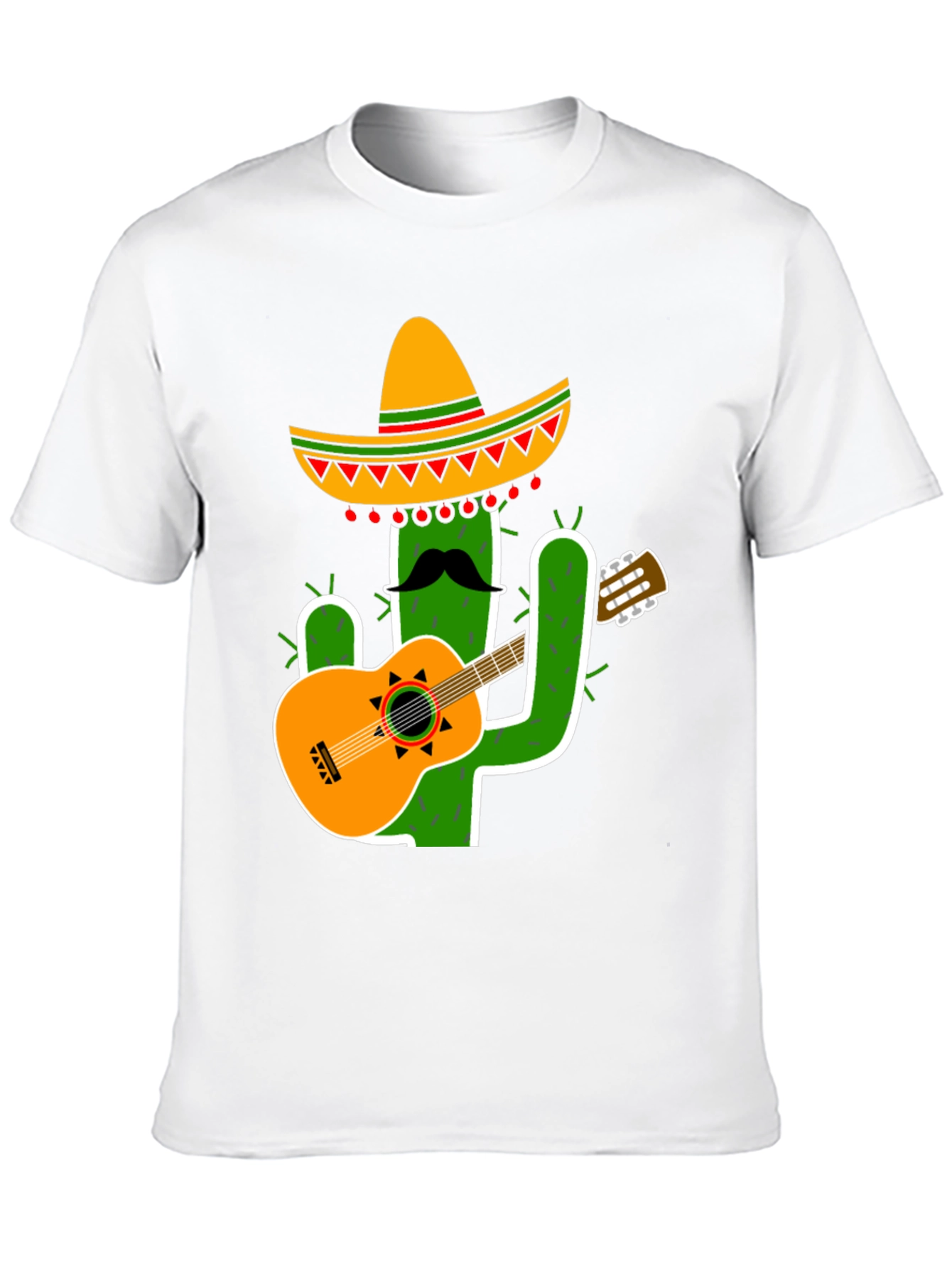 Cactus Sombrero Guitar Black T-Shirt