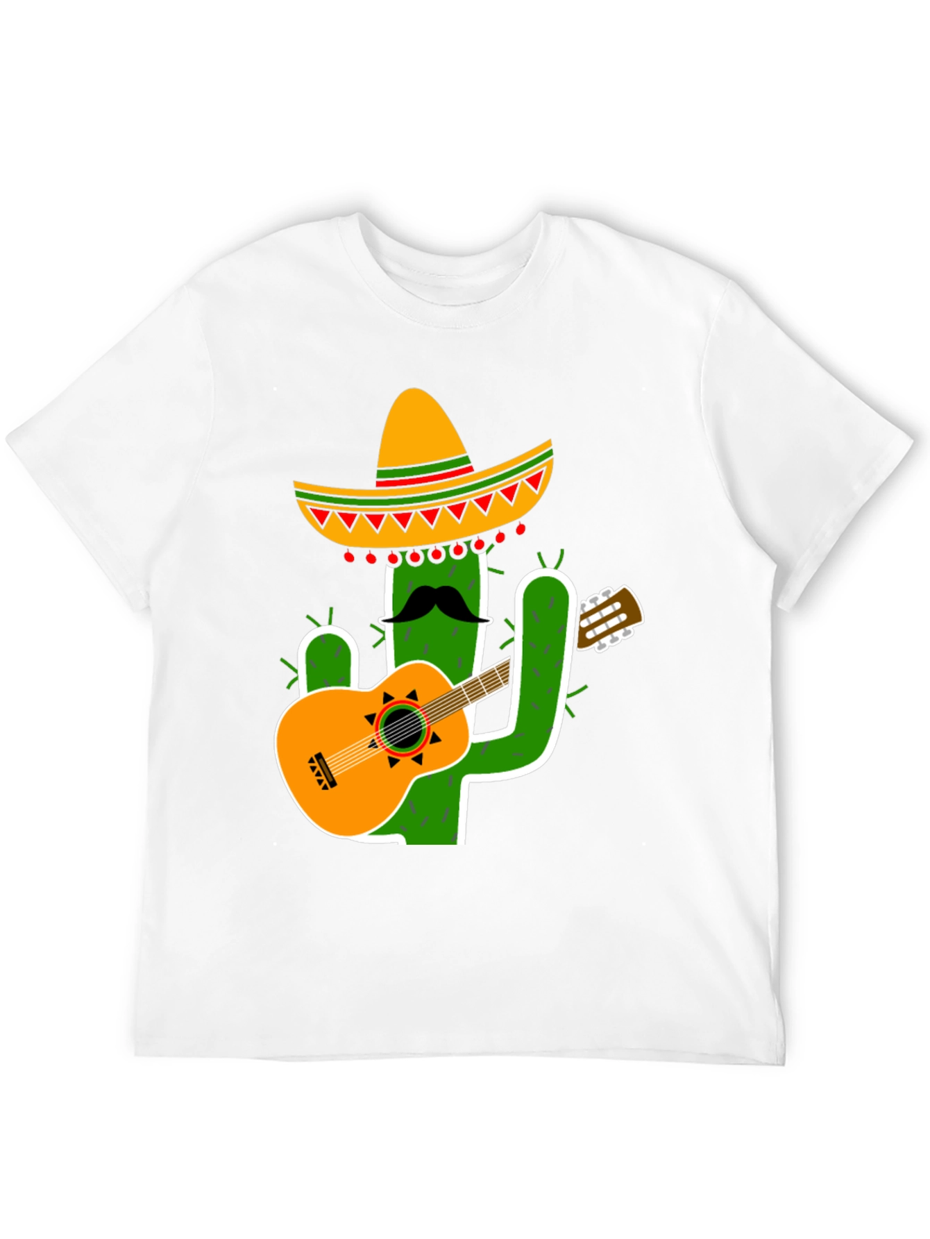 Cactus Sombrero Guitar Black T-Shirt