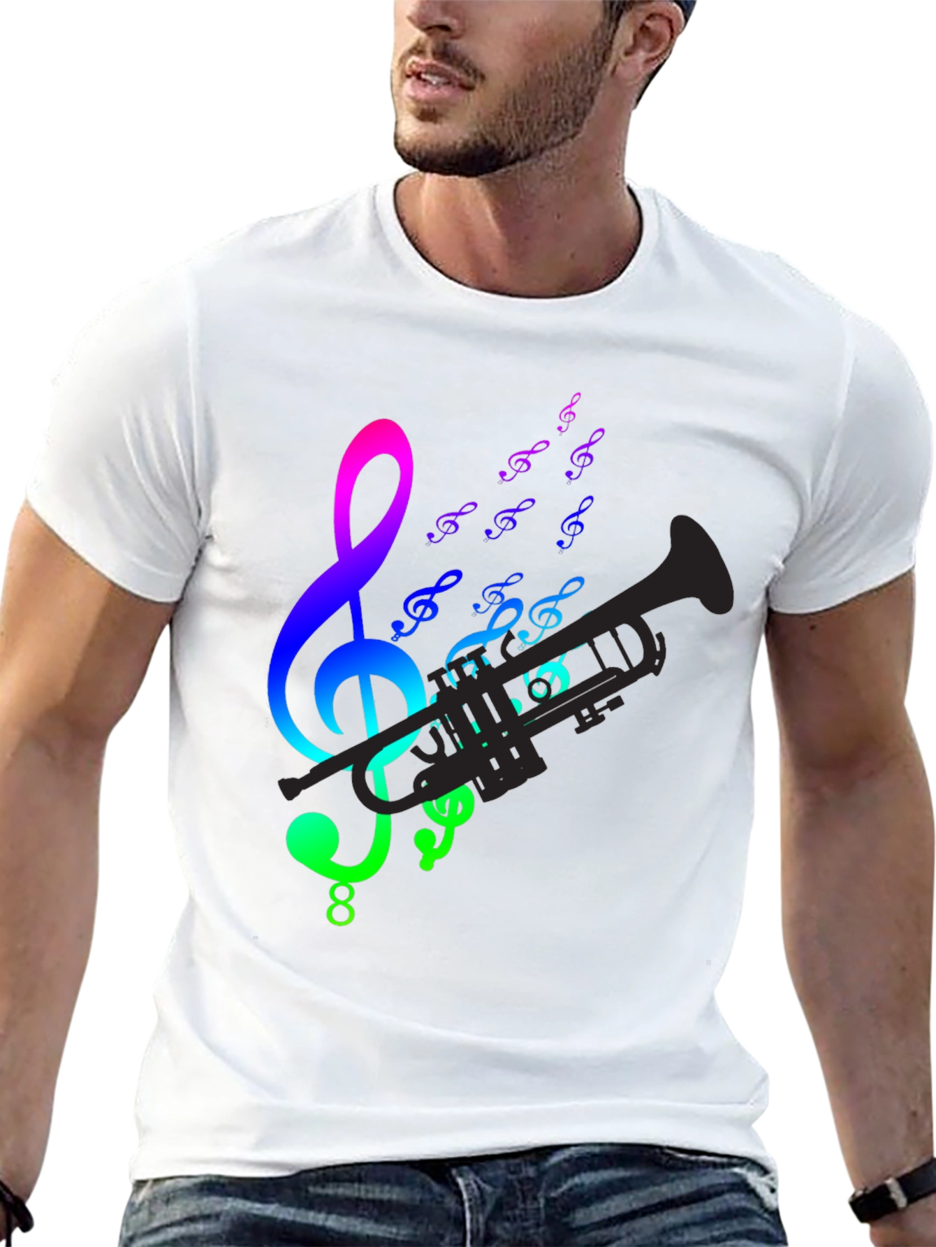 Music Notes & Trumpet Graphic Tee