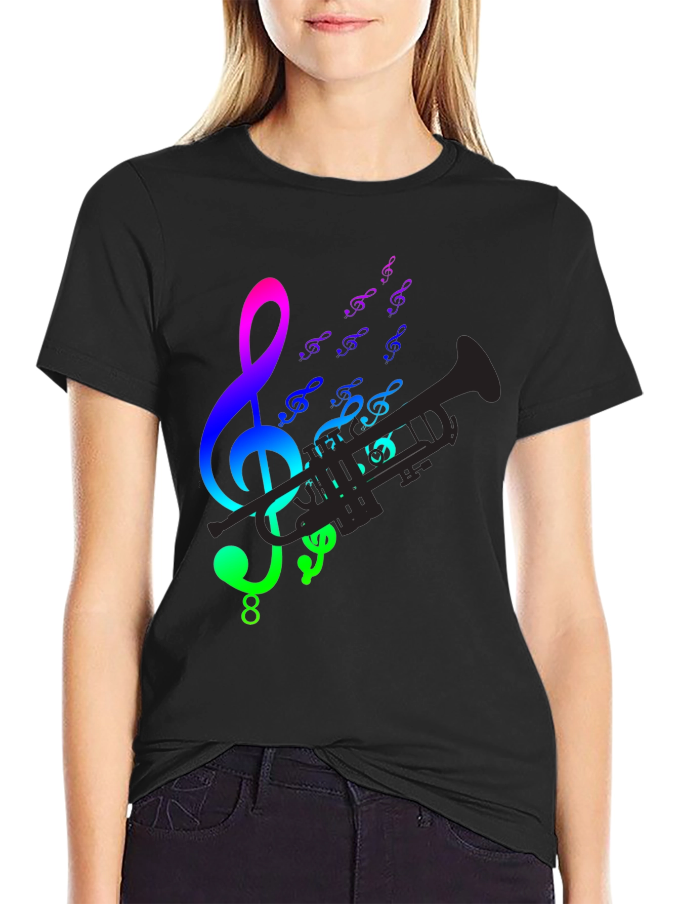 Music Notes & Trumpet Graphic Tee