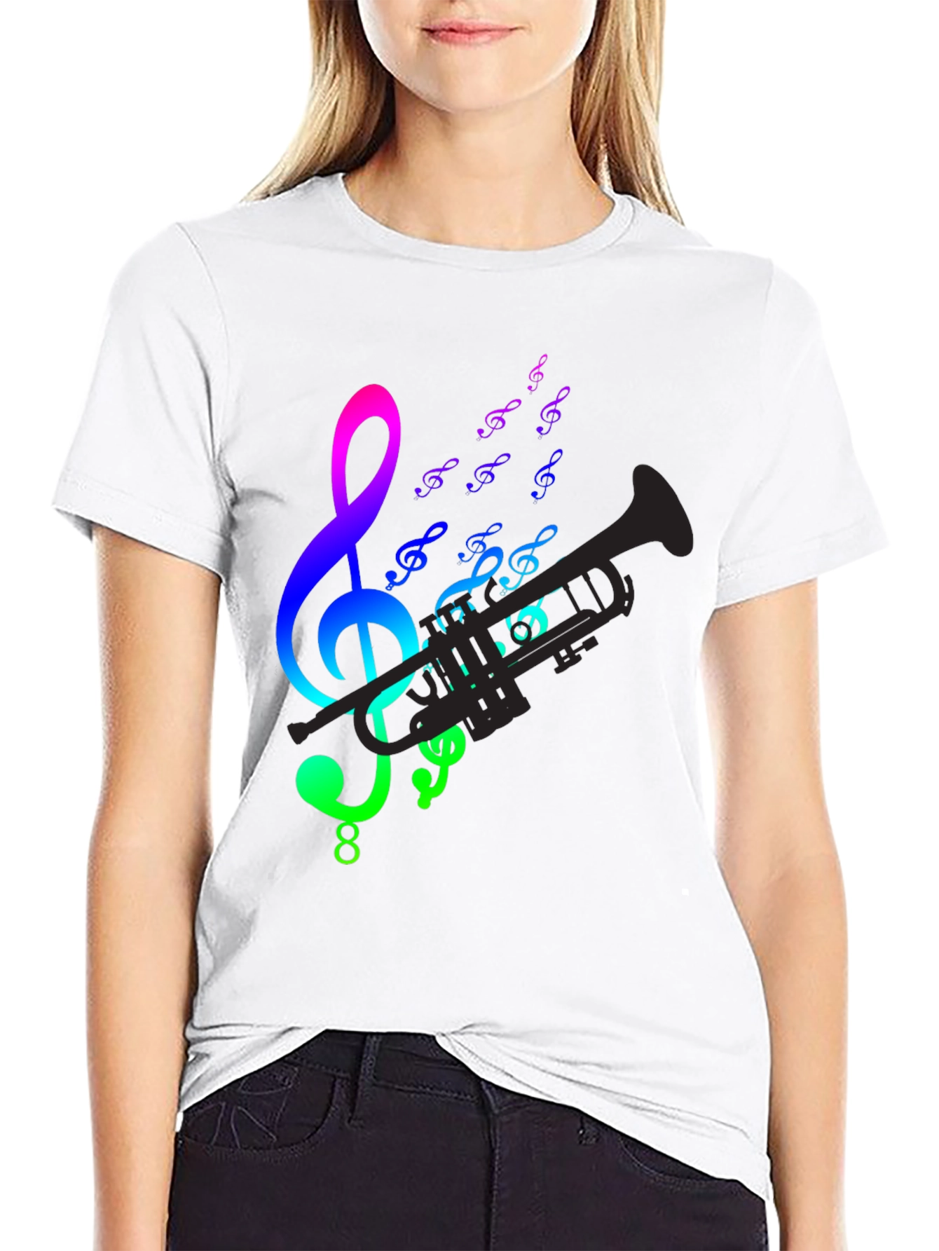 Music Notes & Trumpet Graphic Tee