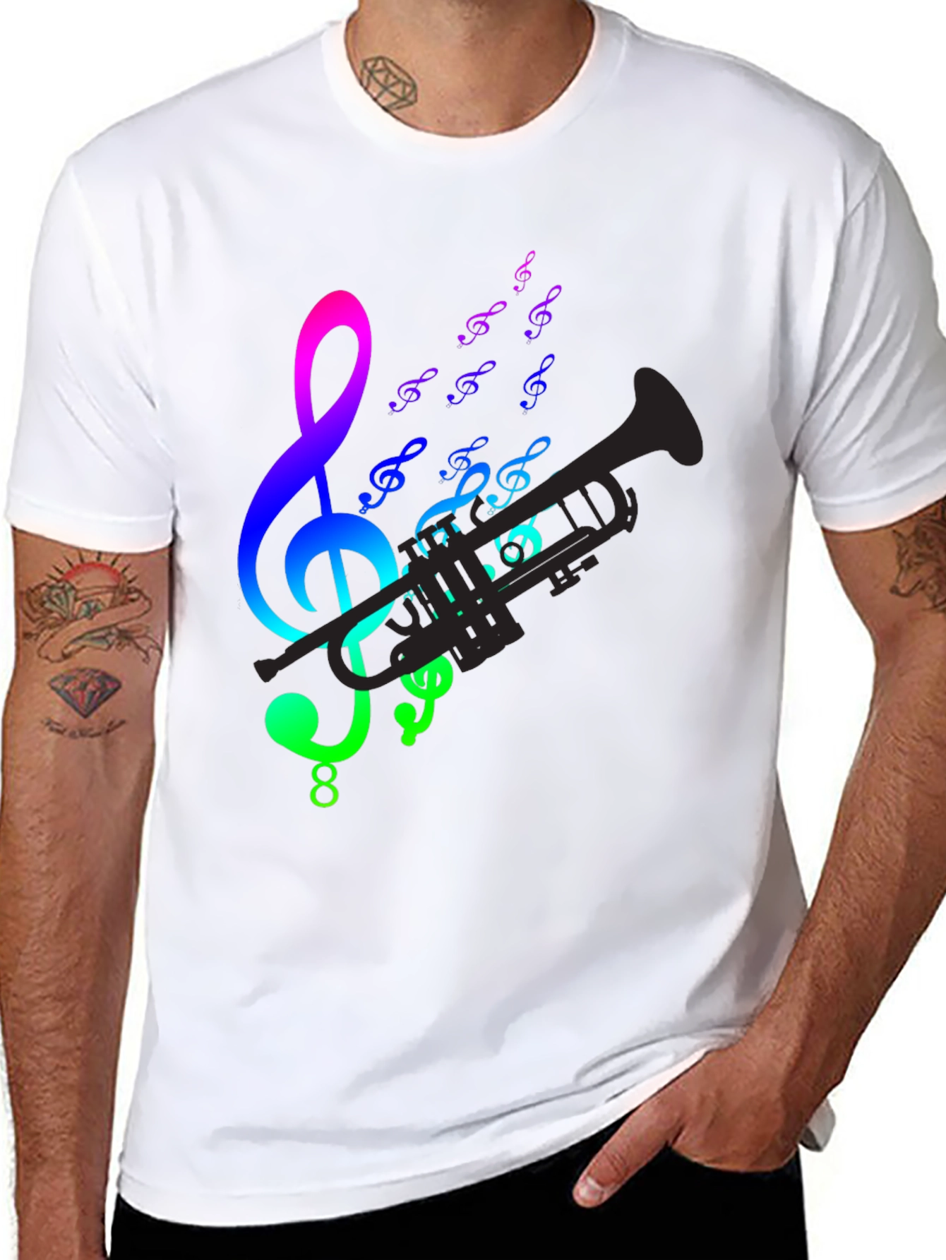 Music Notes & Trumpet Graphic Tee