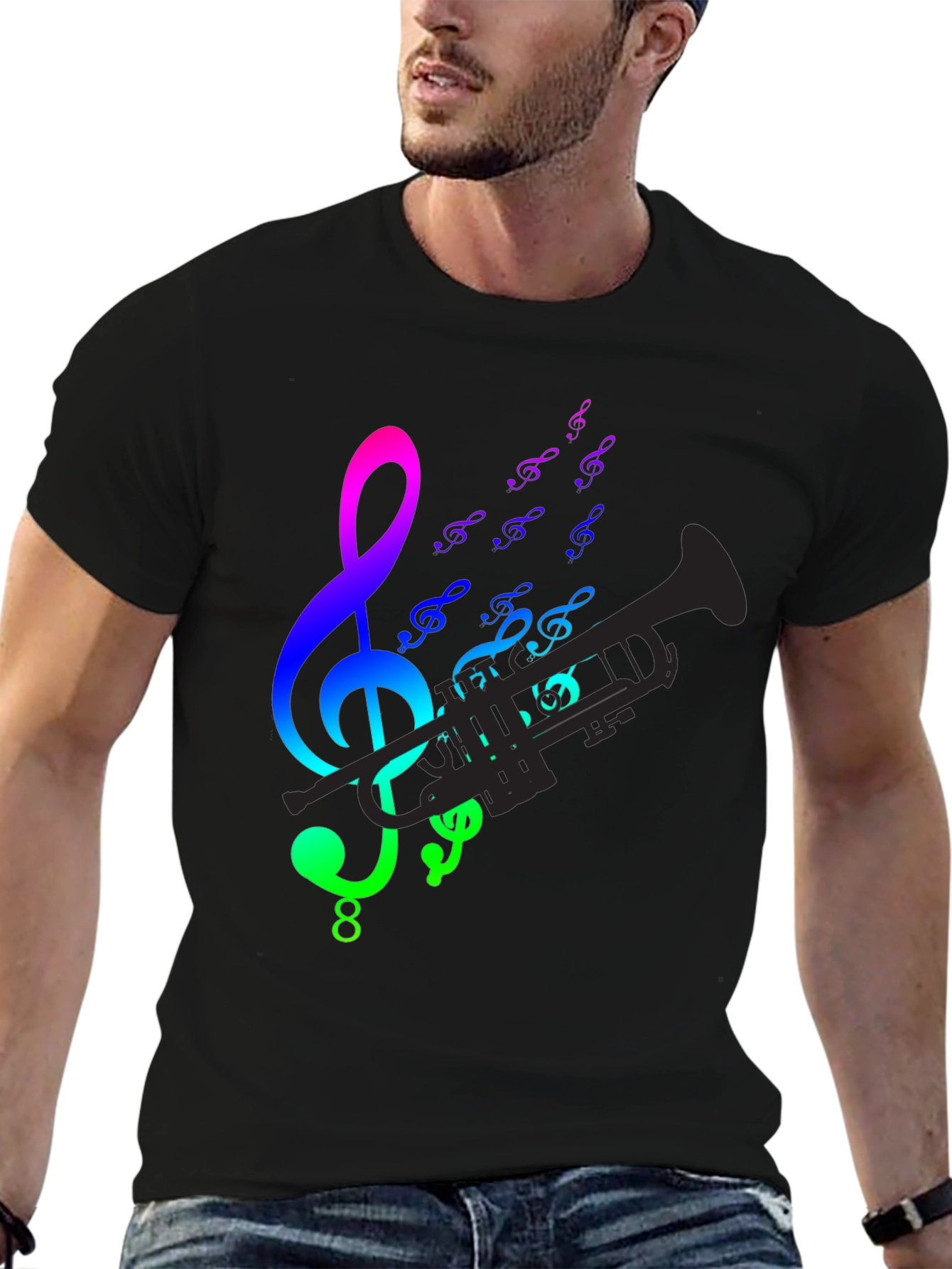 Music Notes & Trumpet Graphic Tee