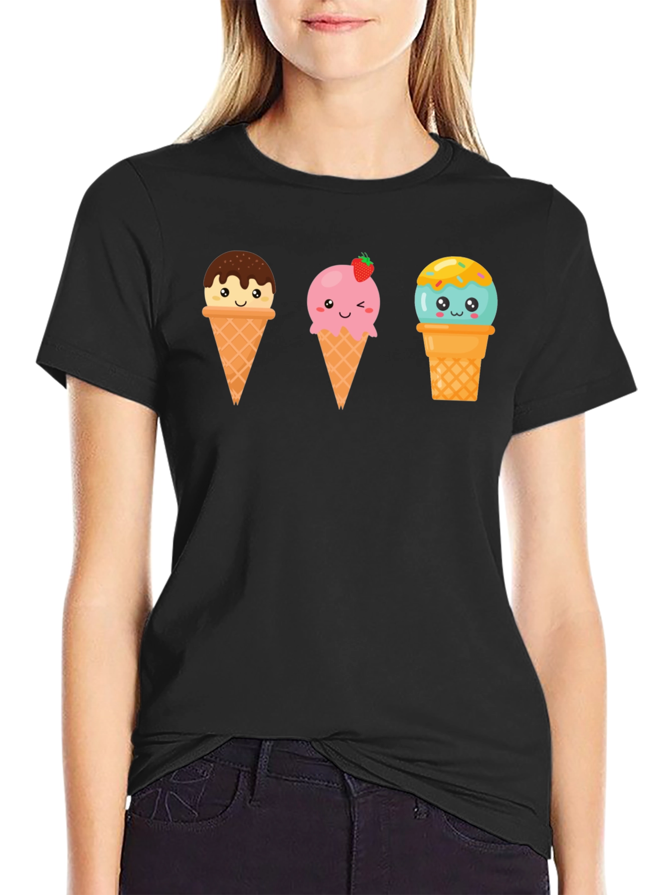 Kawaii Ice Cream Graphic Tee - Cute Summer Shirt