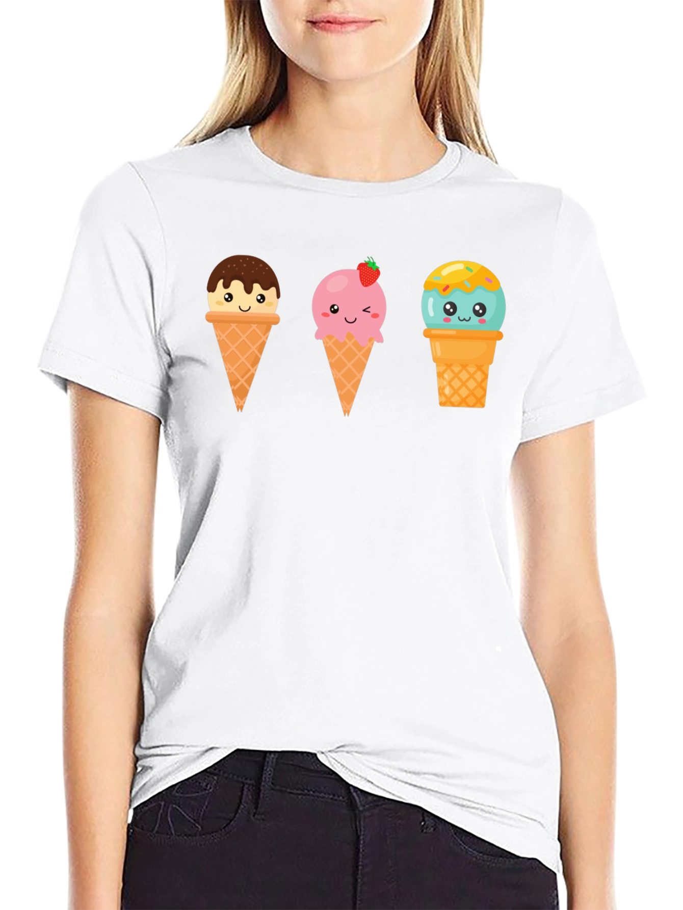 Kawaii Ice Cream Graphic Tee - Cute Summer Shirt