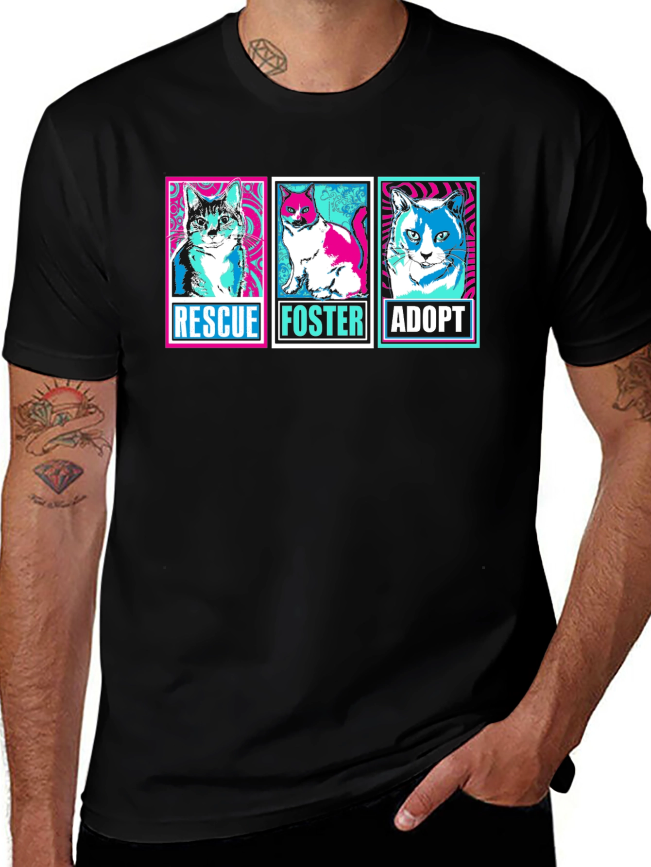 Rescue Foster Adopt Cats Graphic T-Shirt
