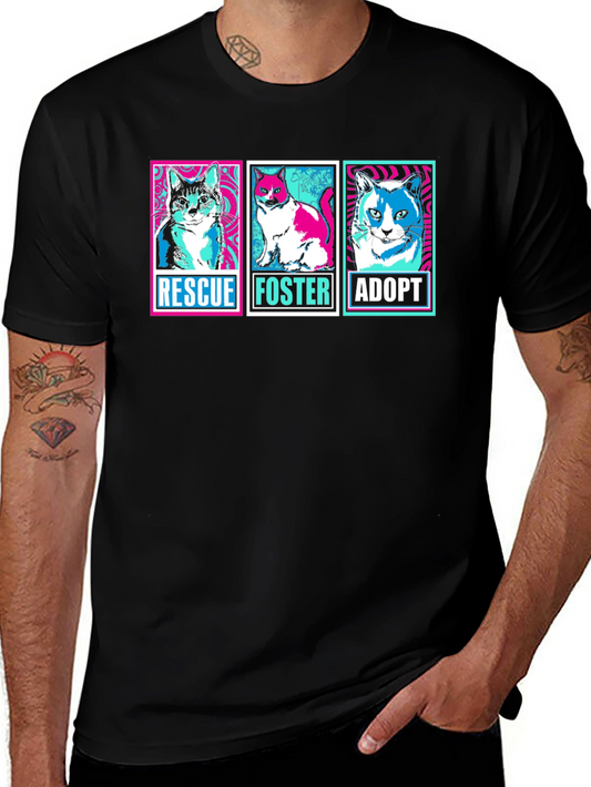 Rescue Foster Adopt Cats Graphic T-Shirt