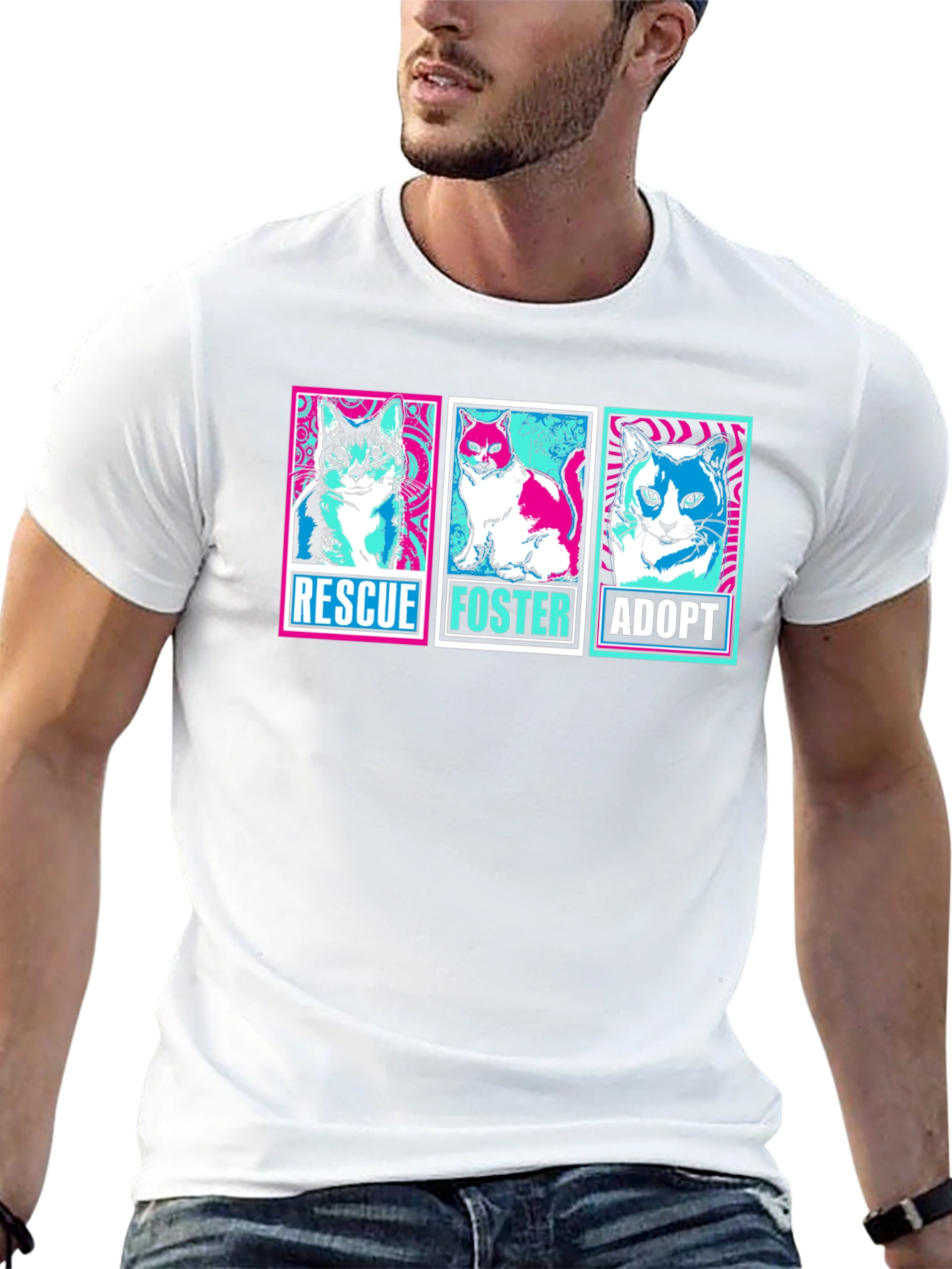Rescue Foster Adopt Cats Graphic T-Shirt