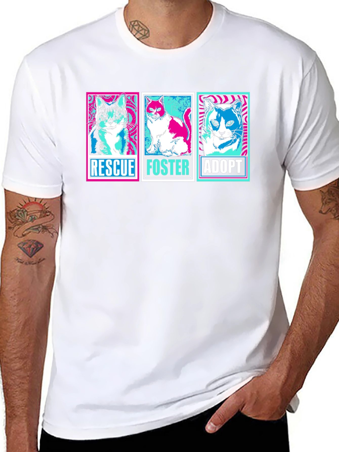 Rescue Foster Adopt Cats Graphic T-Shirt
