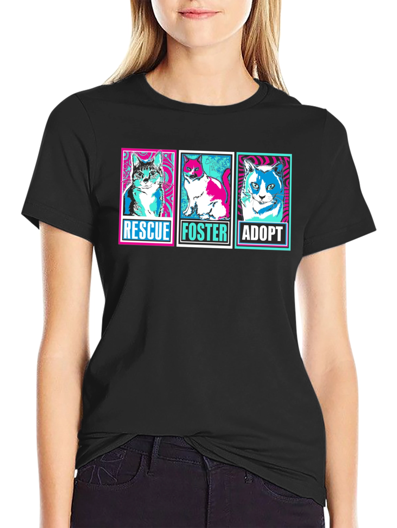 Rescue Foster Adopt Cats Graphic T-Shirt