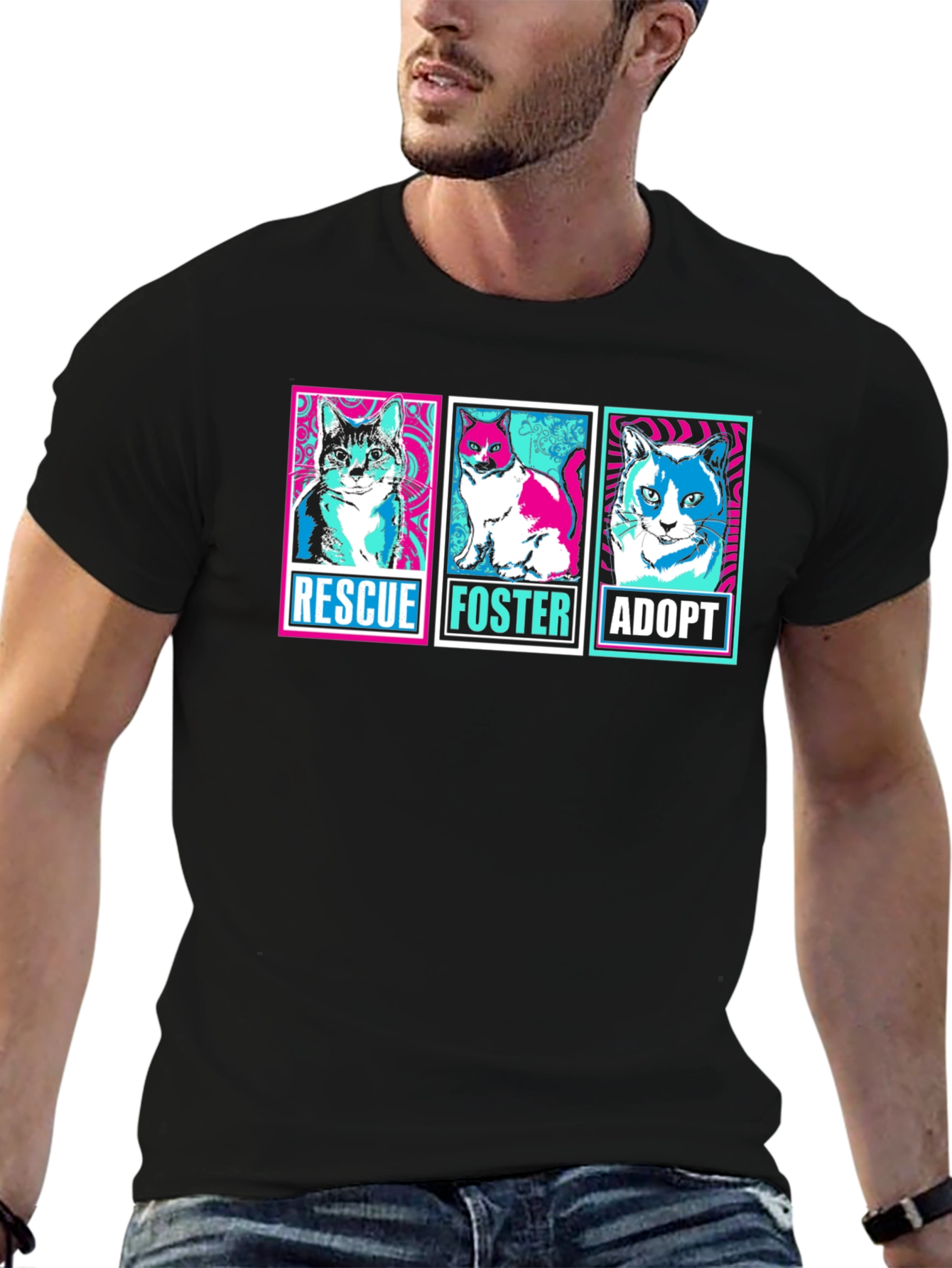 Rescue Foster Adopt Cats Graphic T-Shirt