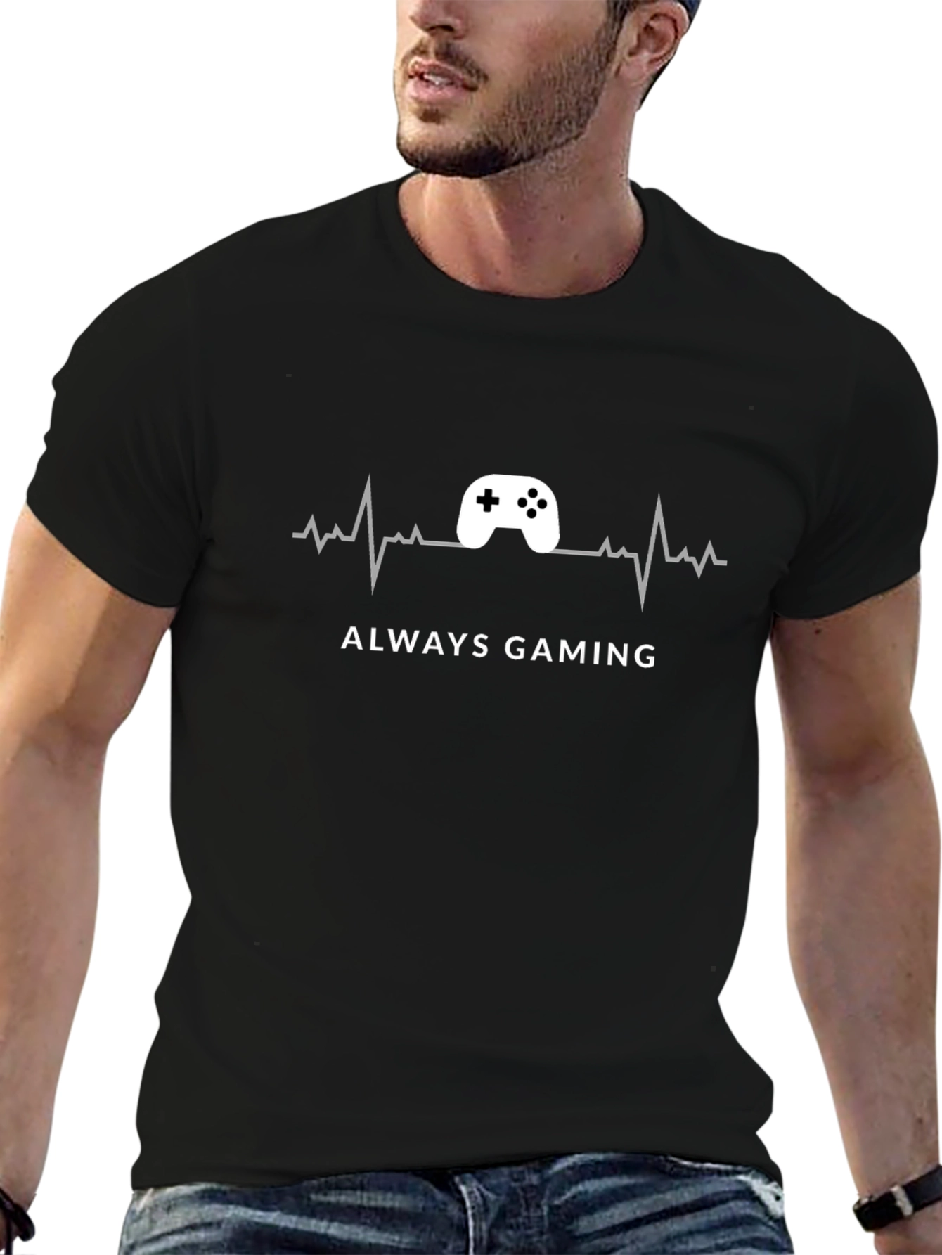 Always Gaming T-Shirt - Gamer Heartbeat Design