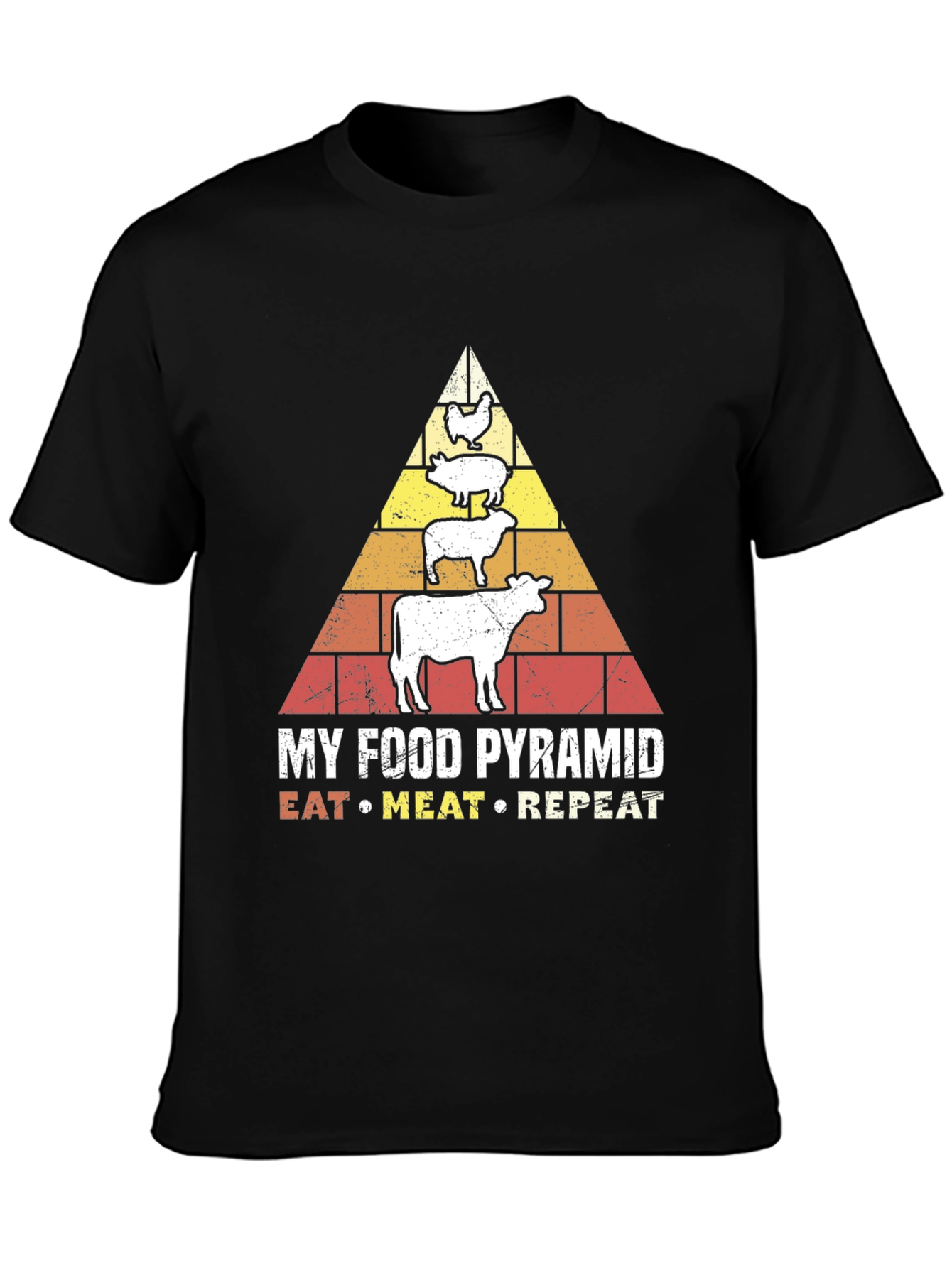 Eat Meat Repeat T-Shirt - Food Pyramid Graphic Tee