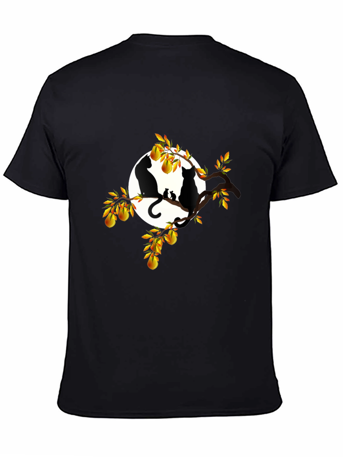 Cats & Pears T-Shirt - Black Graphic Tee