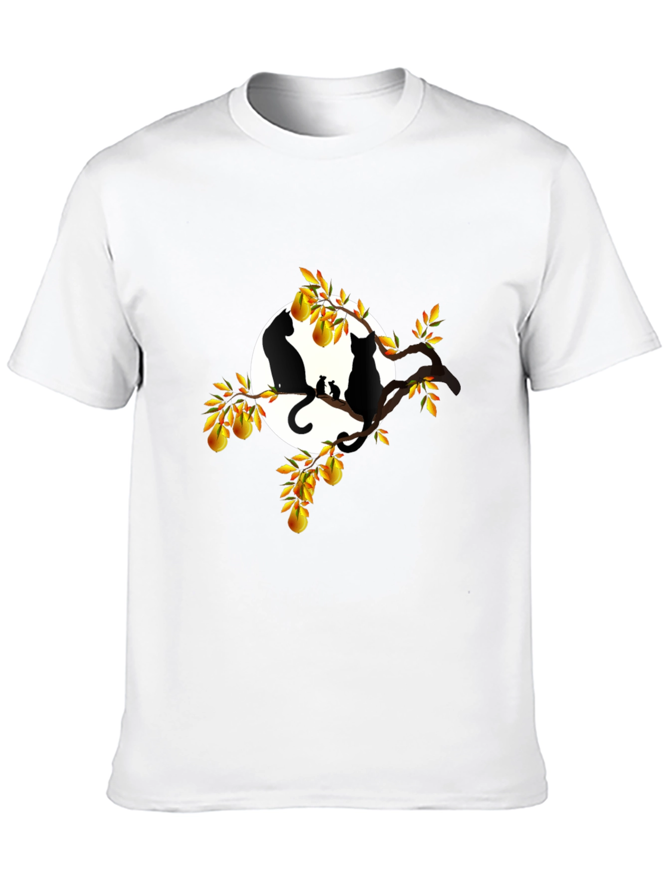 Cats & Pears T-Shirt - Black Graphic Tee