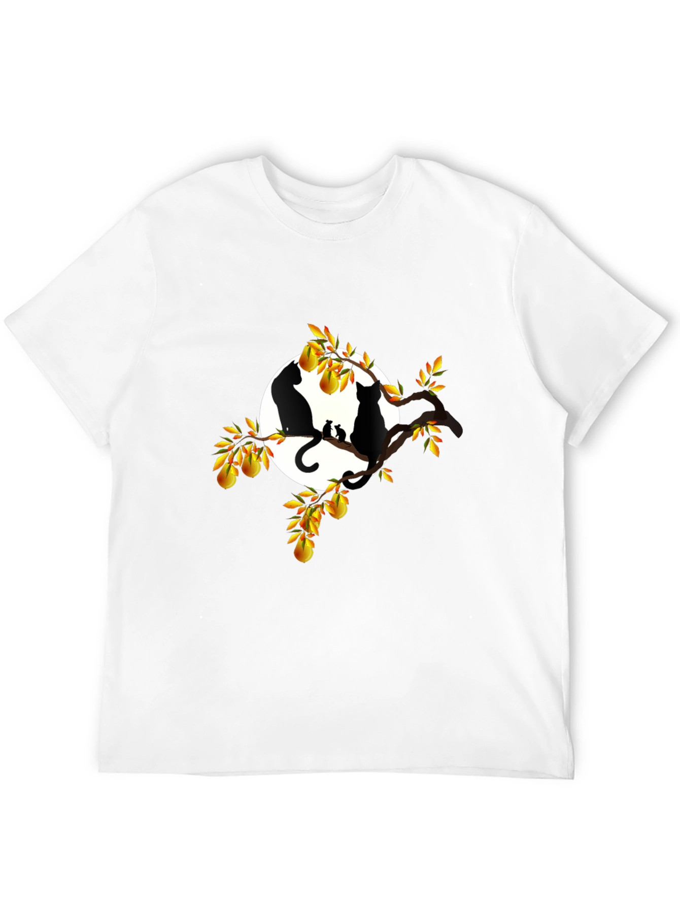 Cats & Pears T-Shirt - Black Graphic Tee