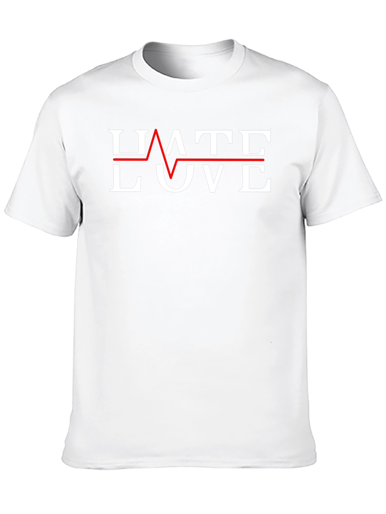 Hate Love Graphic Tee - Trendy Heartbeat Design