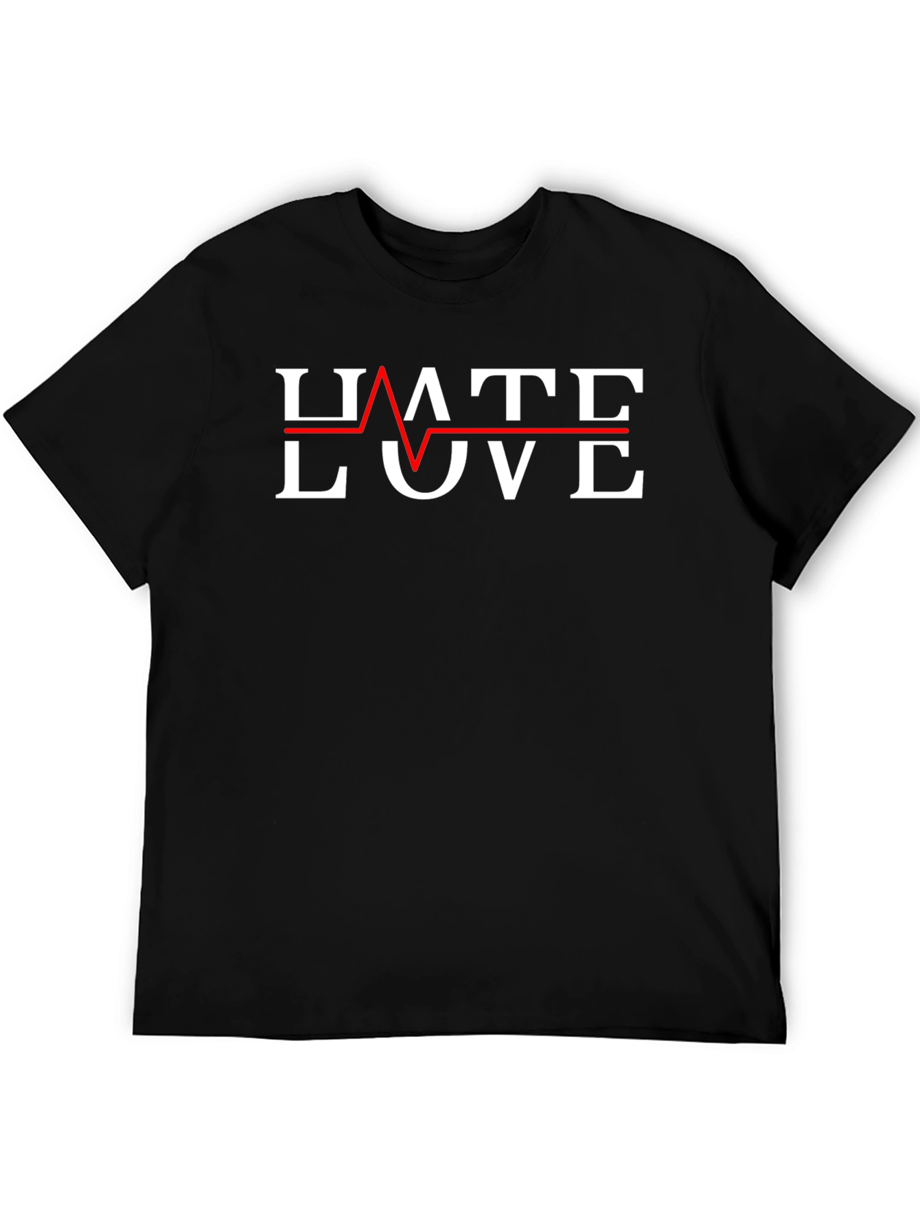 Hate Love Graphic Tee - Trendy Heartbeat Design