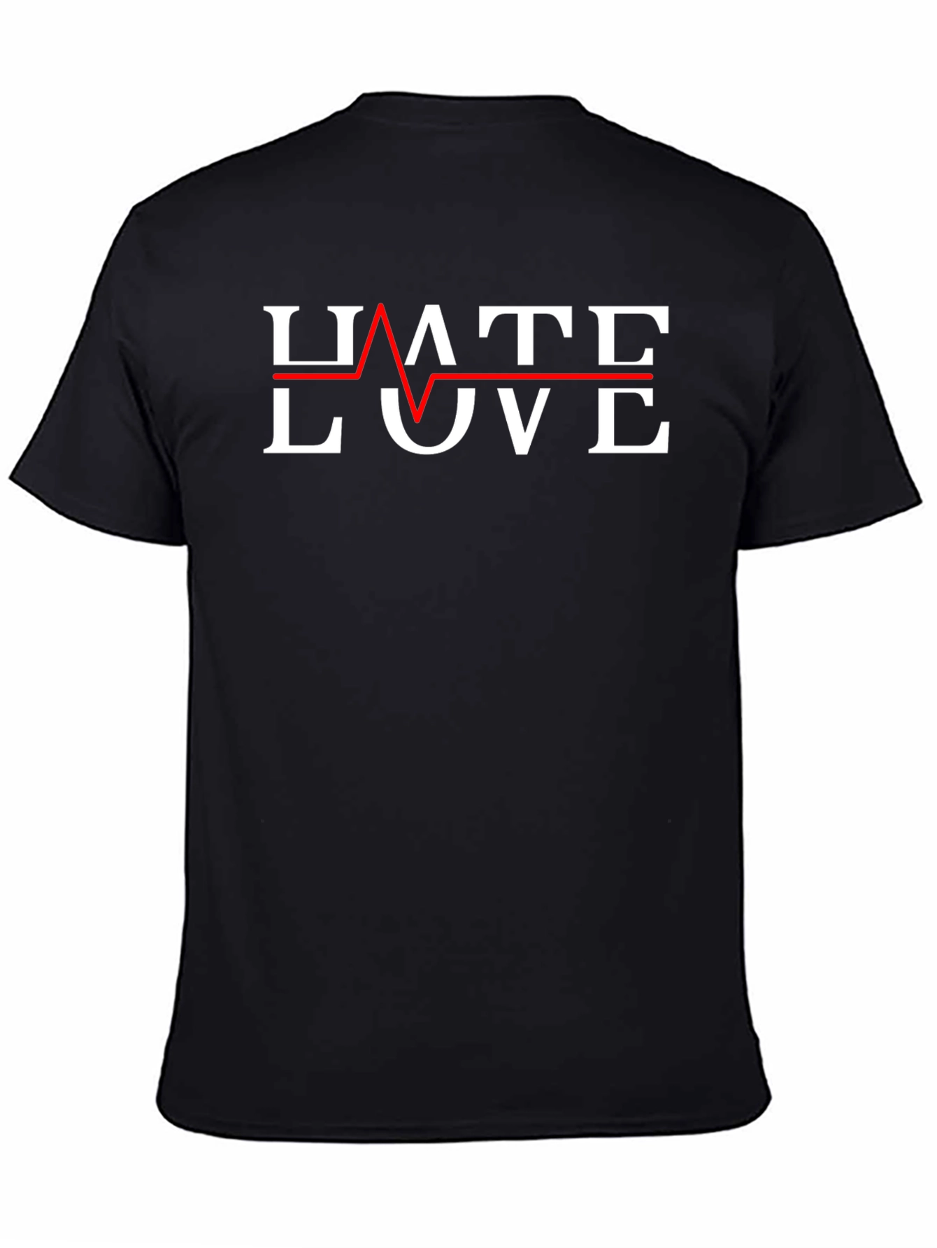 Hate Love Graphic Tee - Trendy Heartbeat Design