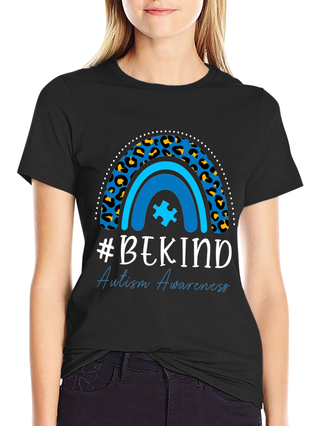 #BEKIND Autism Awareness Tee - Leopard Rainbow Shirt