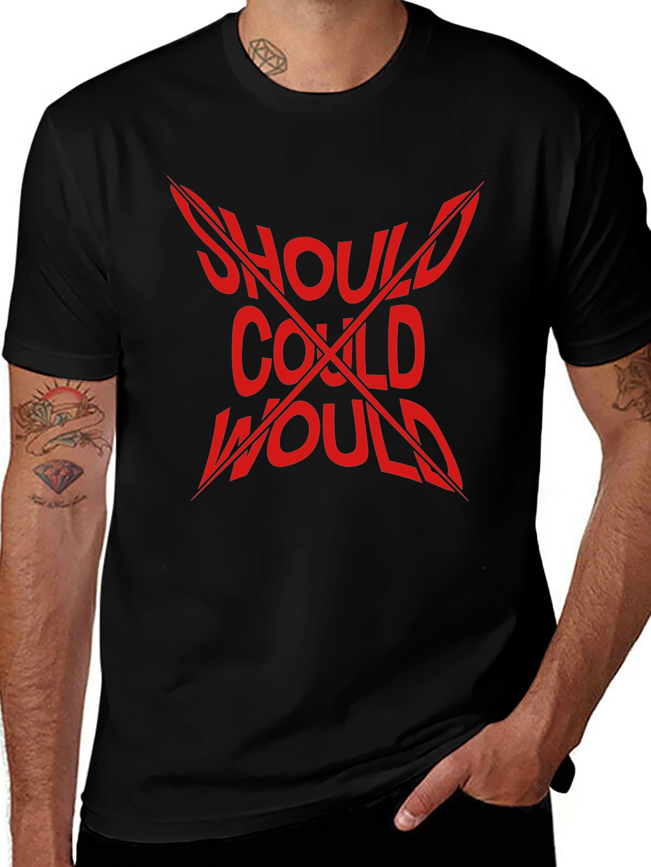 Should Could Would Graphic Tee - Mens Black T-Shirt