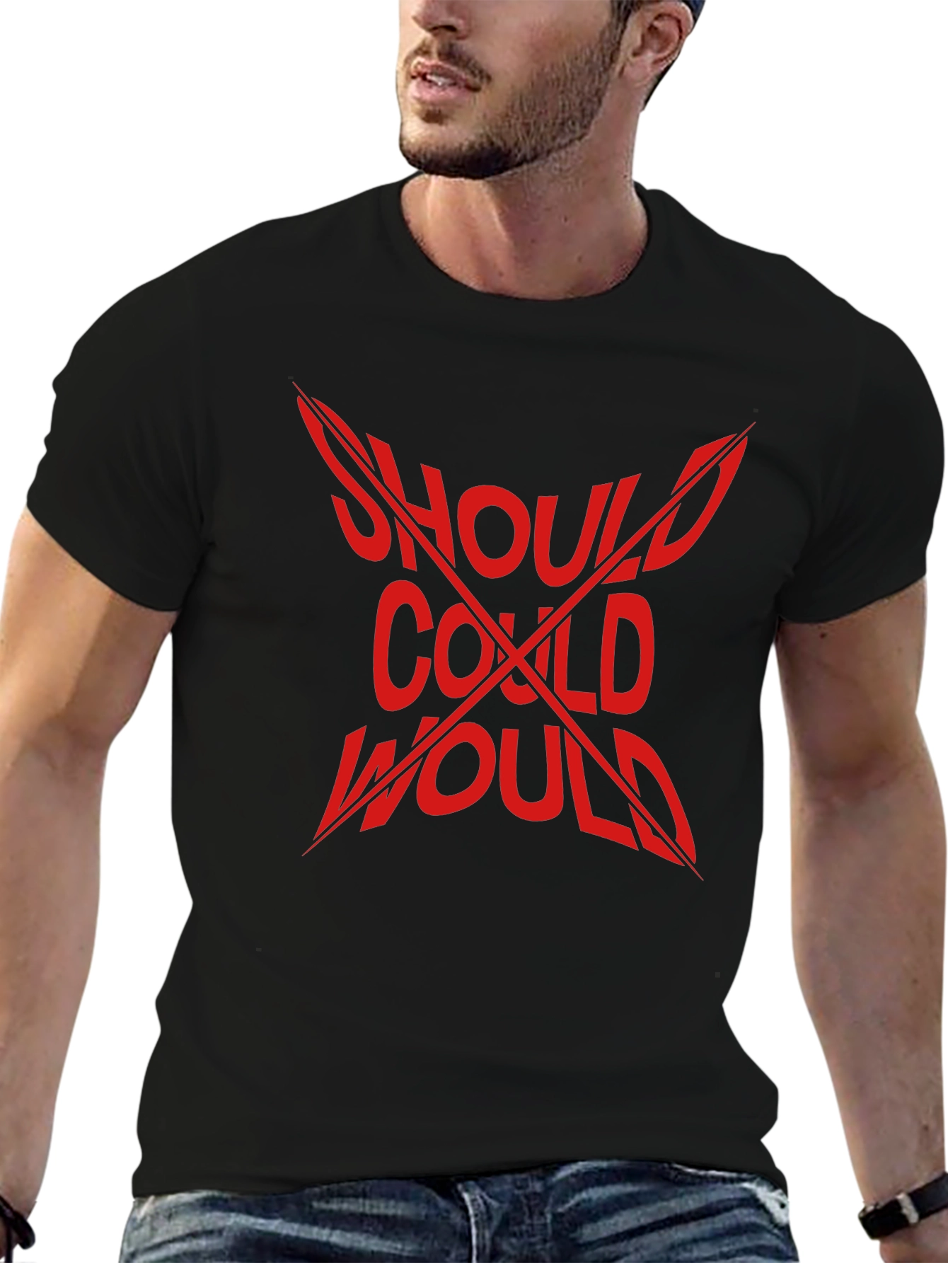 Should Could Would Graphic Tee - Mens Black T-Shirt
