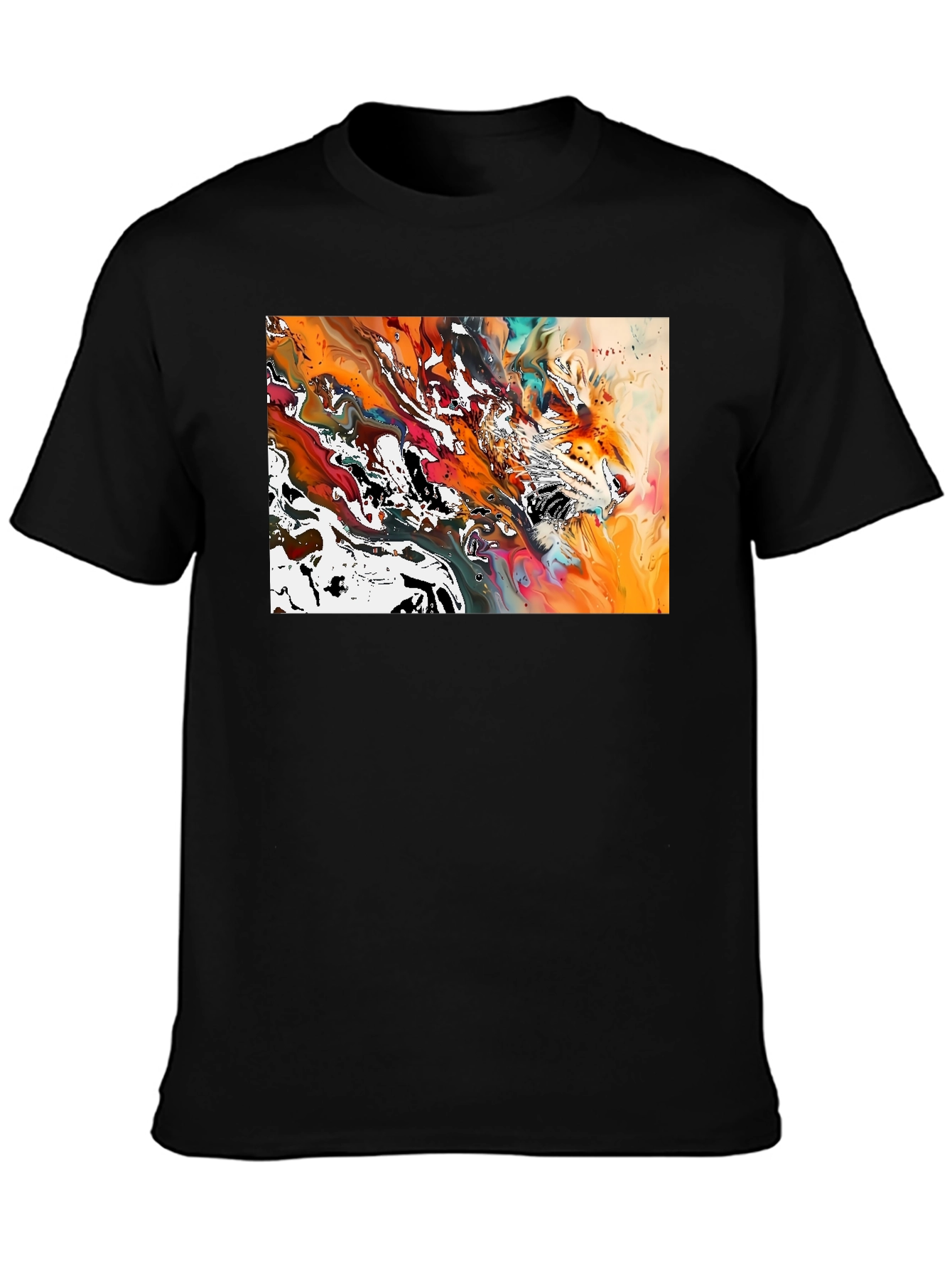 Abstract Tiger Print Black T-Shirt