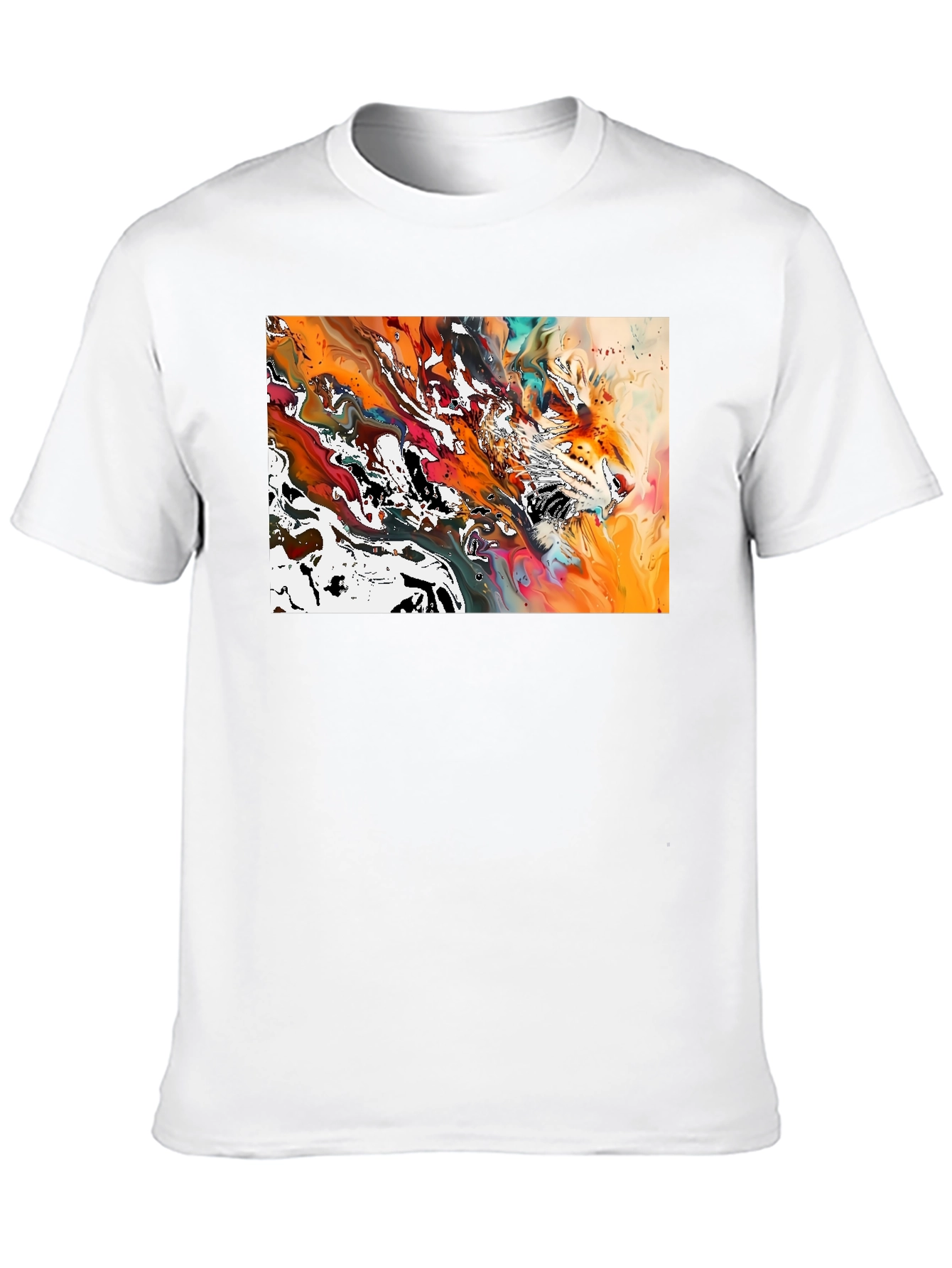 Abstract Tiger Print Black T-Shirt