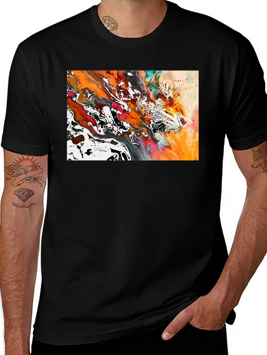 Abstract Tiger Print Black T-Shirt