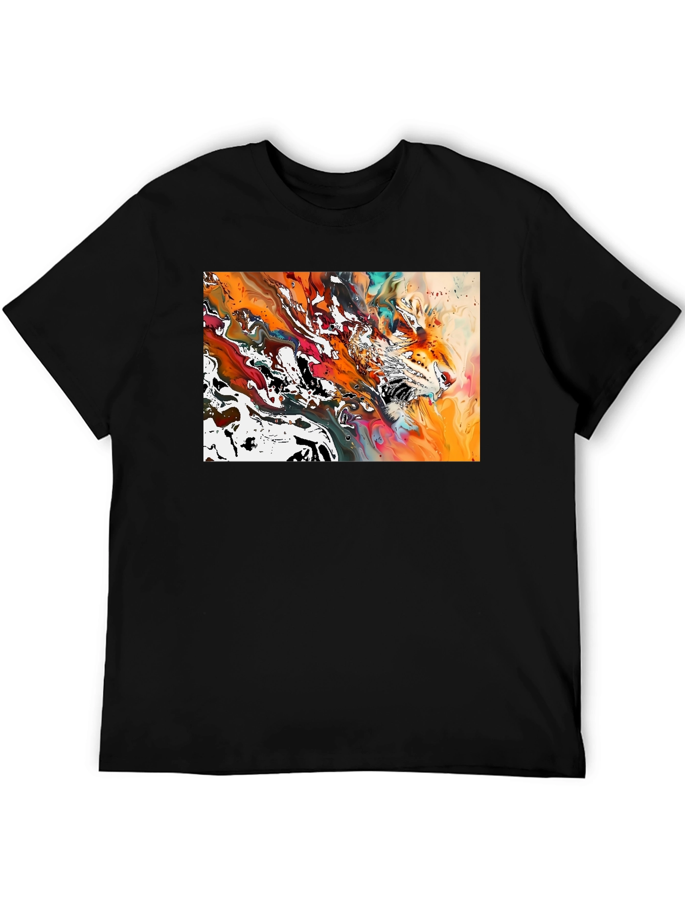 Abstract Tiger Print Black T-Shirt