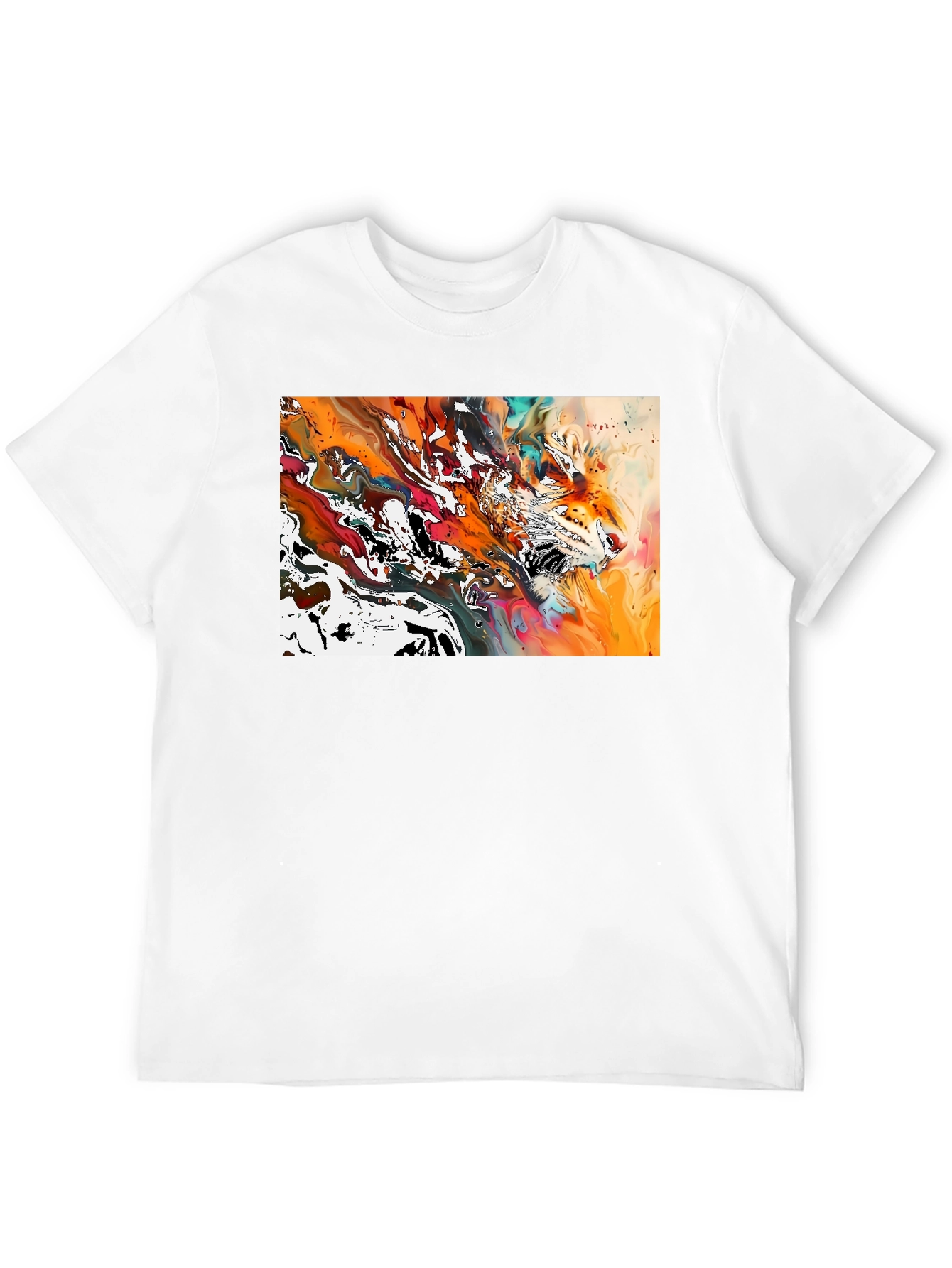 Abstract Tiger Print Black T-Shirt