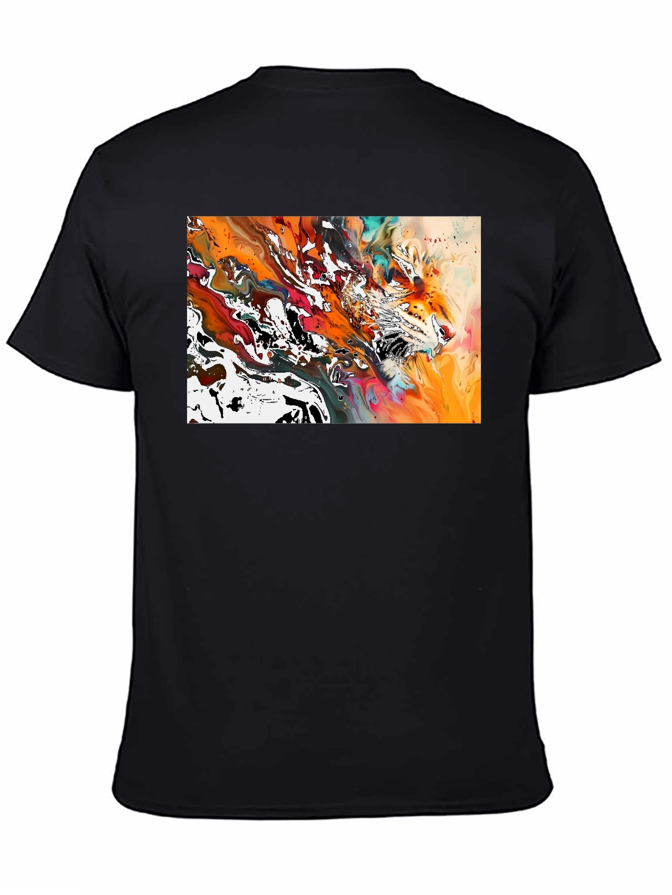 Abstract Tiger Print Black T-Shirt