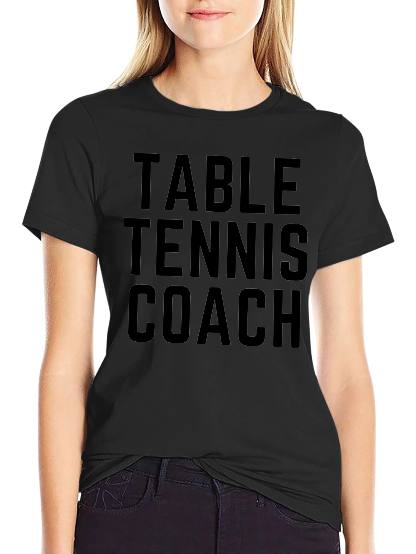 Table Tennis Coach Tee - Black Graphic T-Shirt