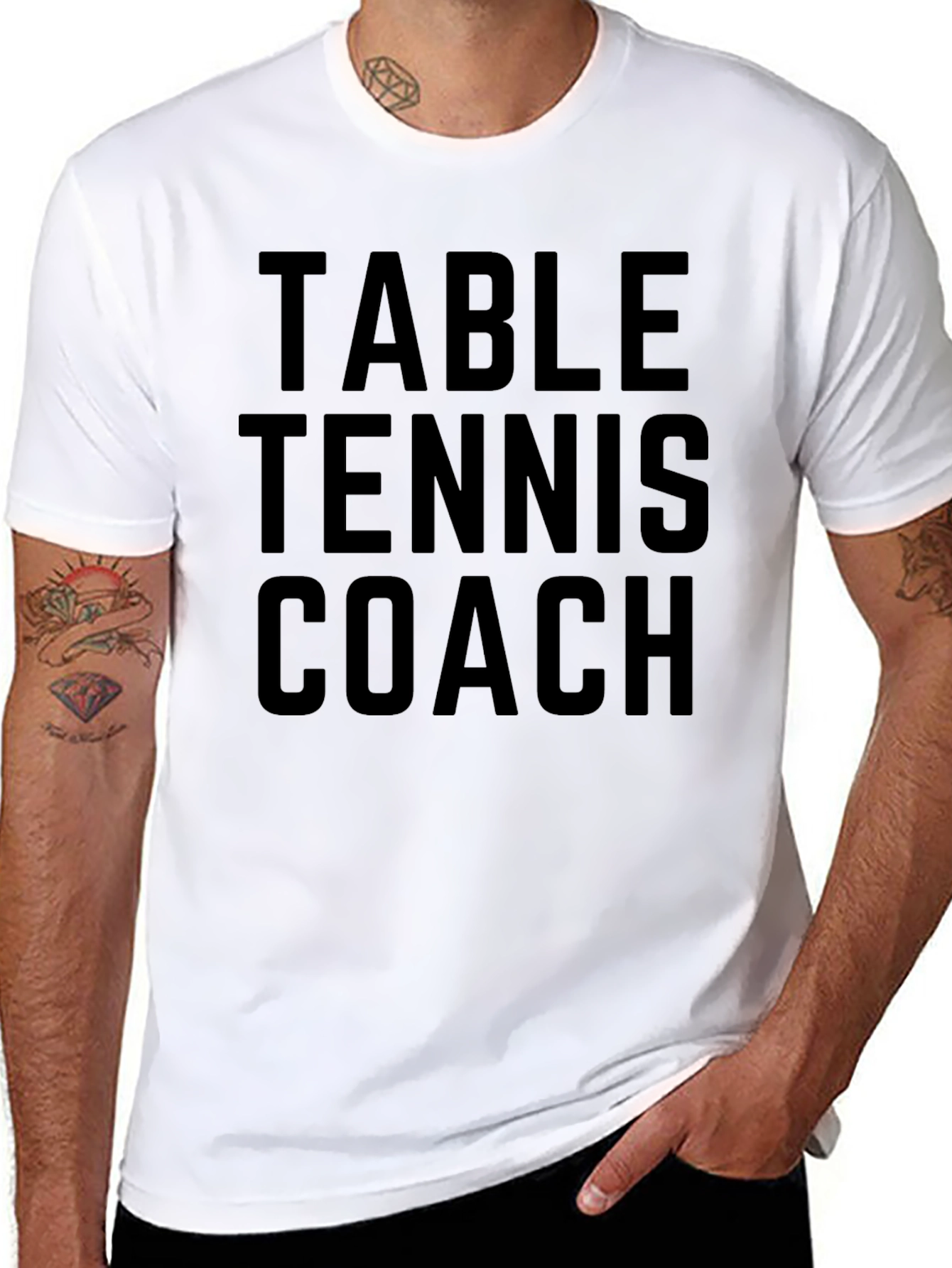 Table Tennis Coach Tee - Black Graphic T-Shirt