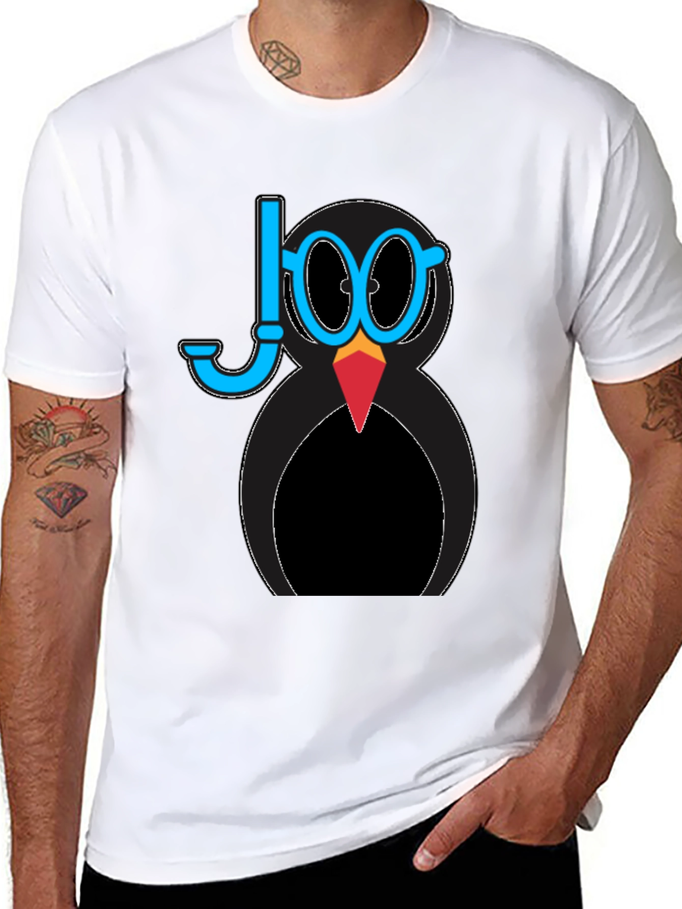 Diver Penguin Graphic Tee - Black