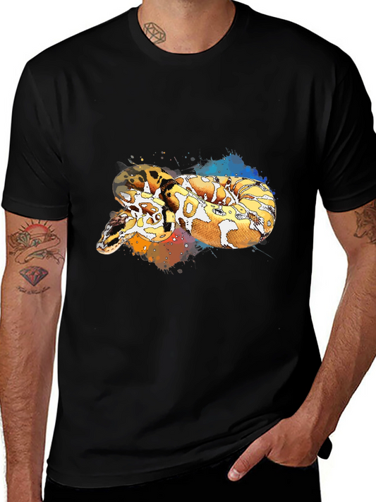 Snake Print Black T-Shirt - Stylish Reptile Tee
