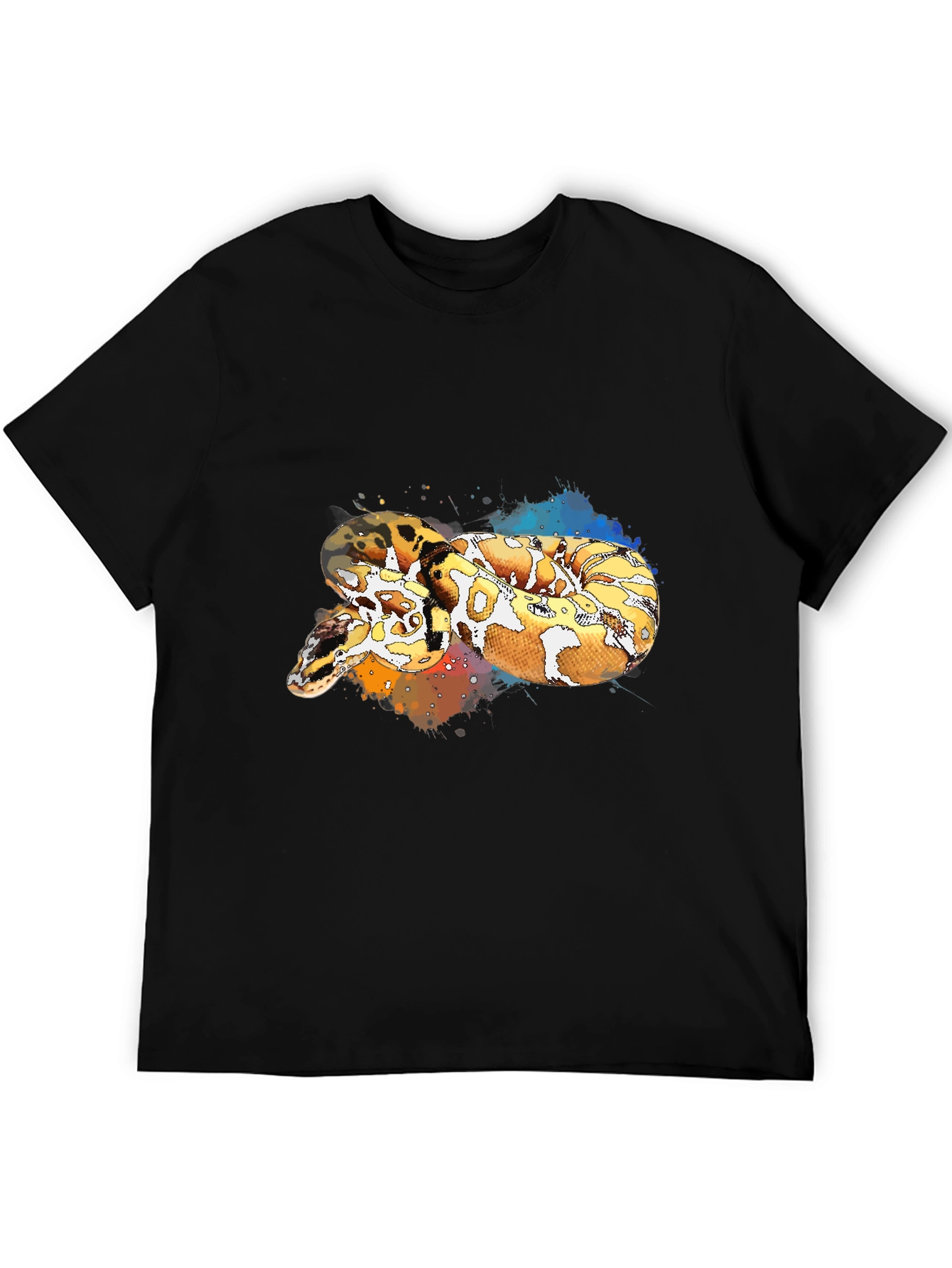 Snake Print Black T-Shirt - Stylish Reptile Tee