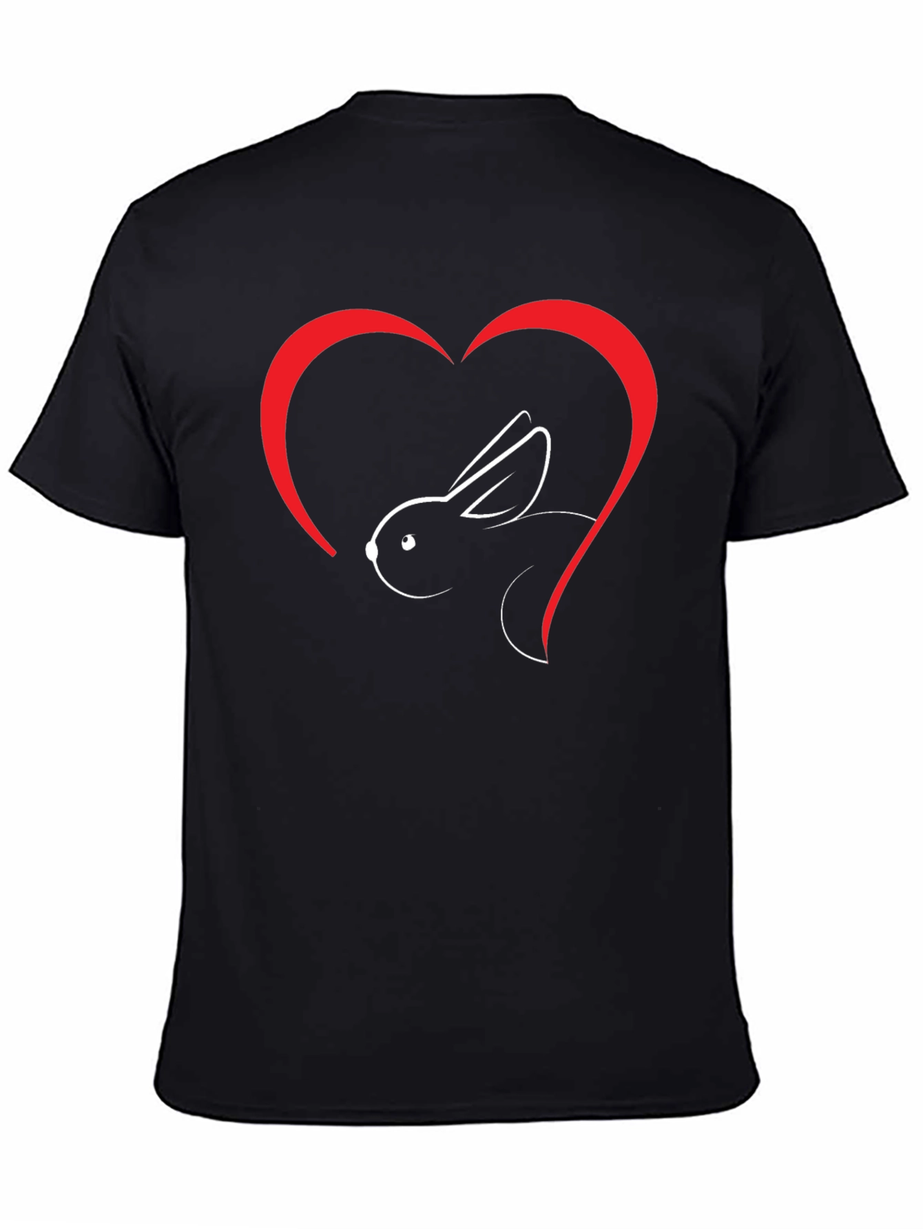 Rabbit Heart Graphic T-Shirt - Black