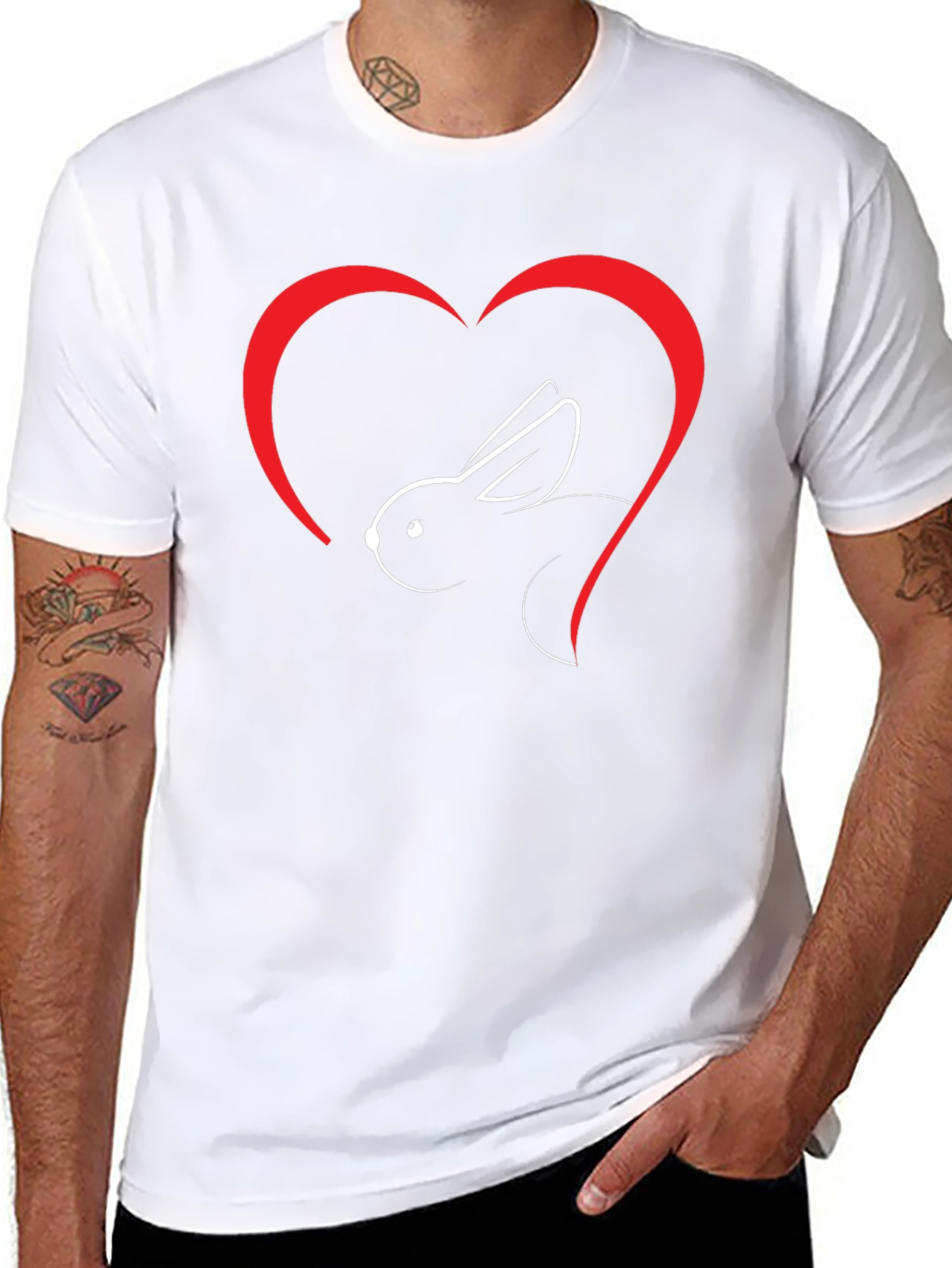 Rabbit Heart Graphic T-Shirt - Black