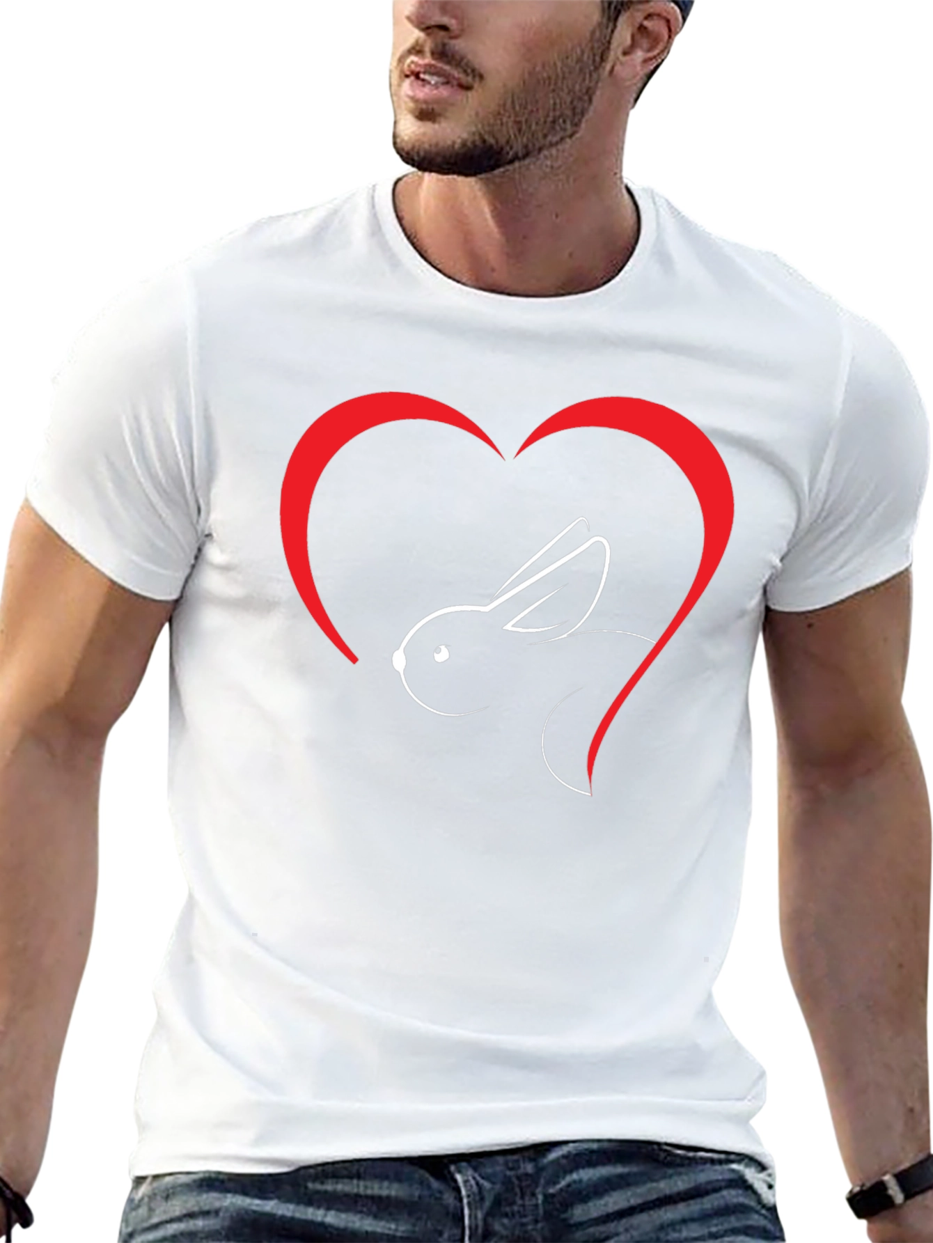Rabbit Heart Graphic T-Shirt - Black