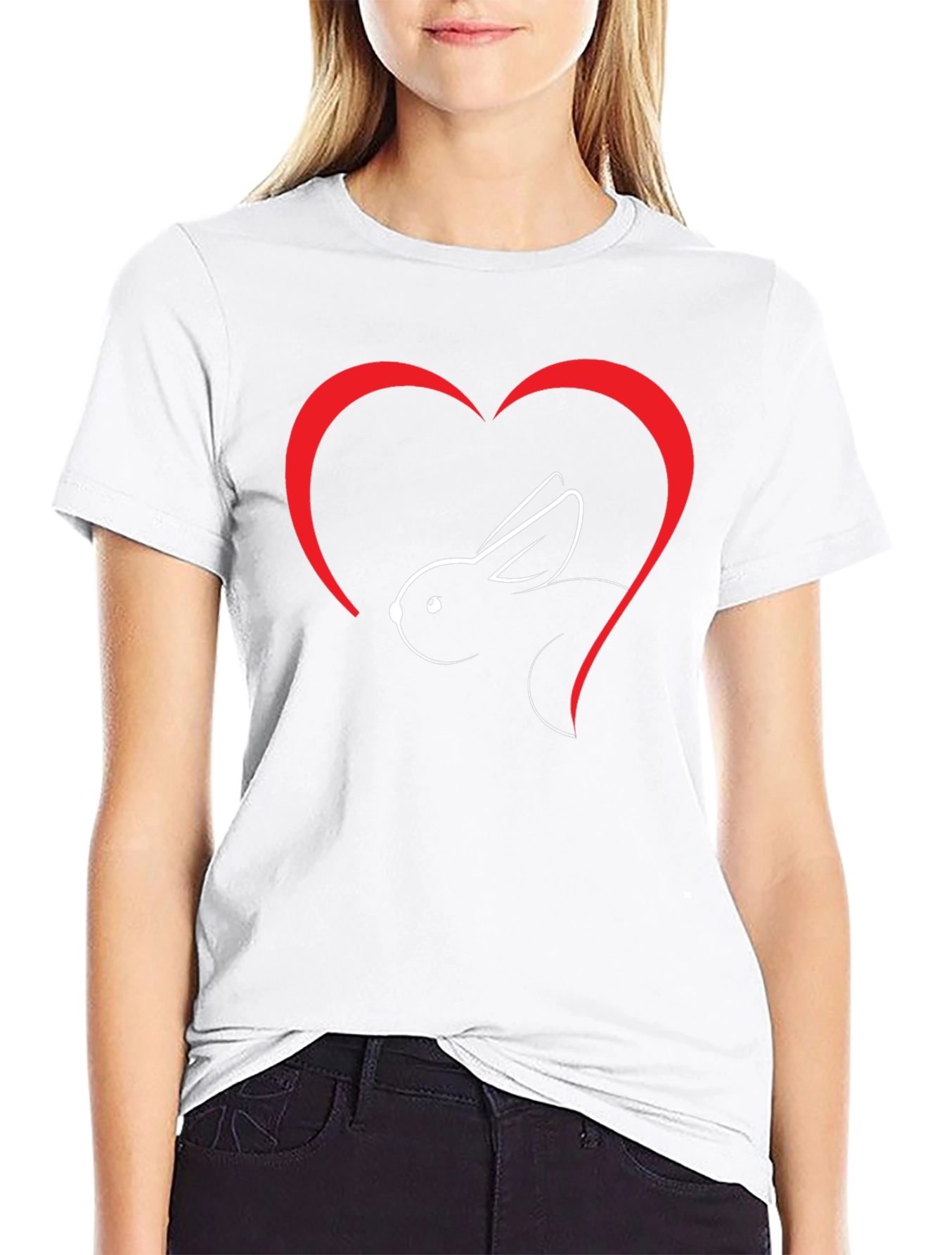 Rabbit Heart Graphic T-Shirt - Black