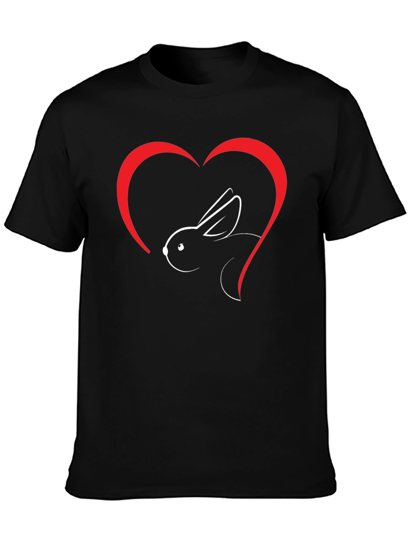 Rabbit Heart Graphic T-Shirt - Black