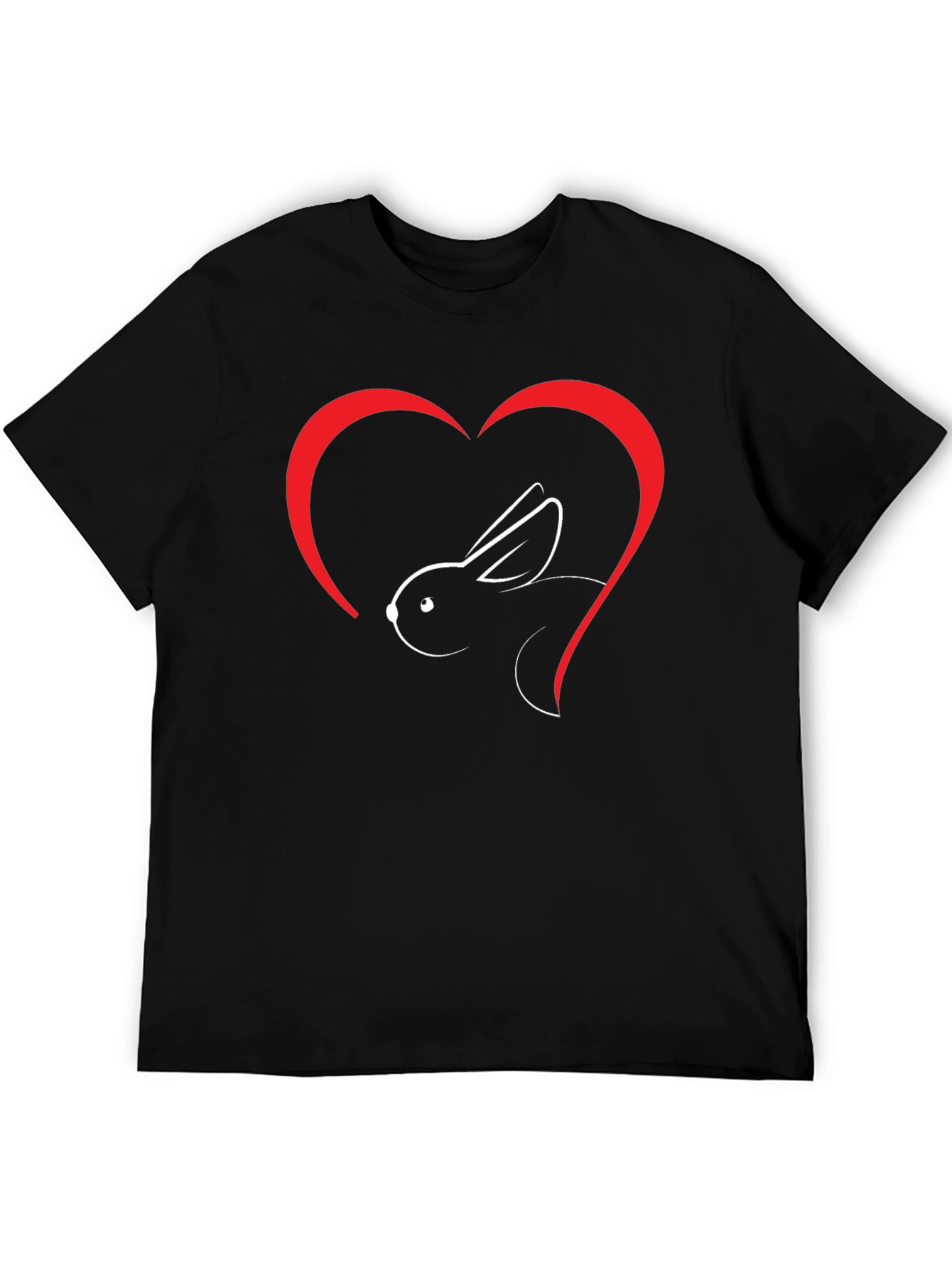 Rabbit Heart Graphic T-Shirt - Black