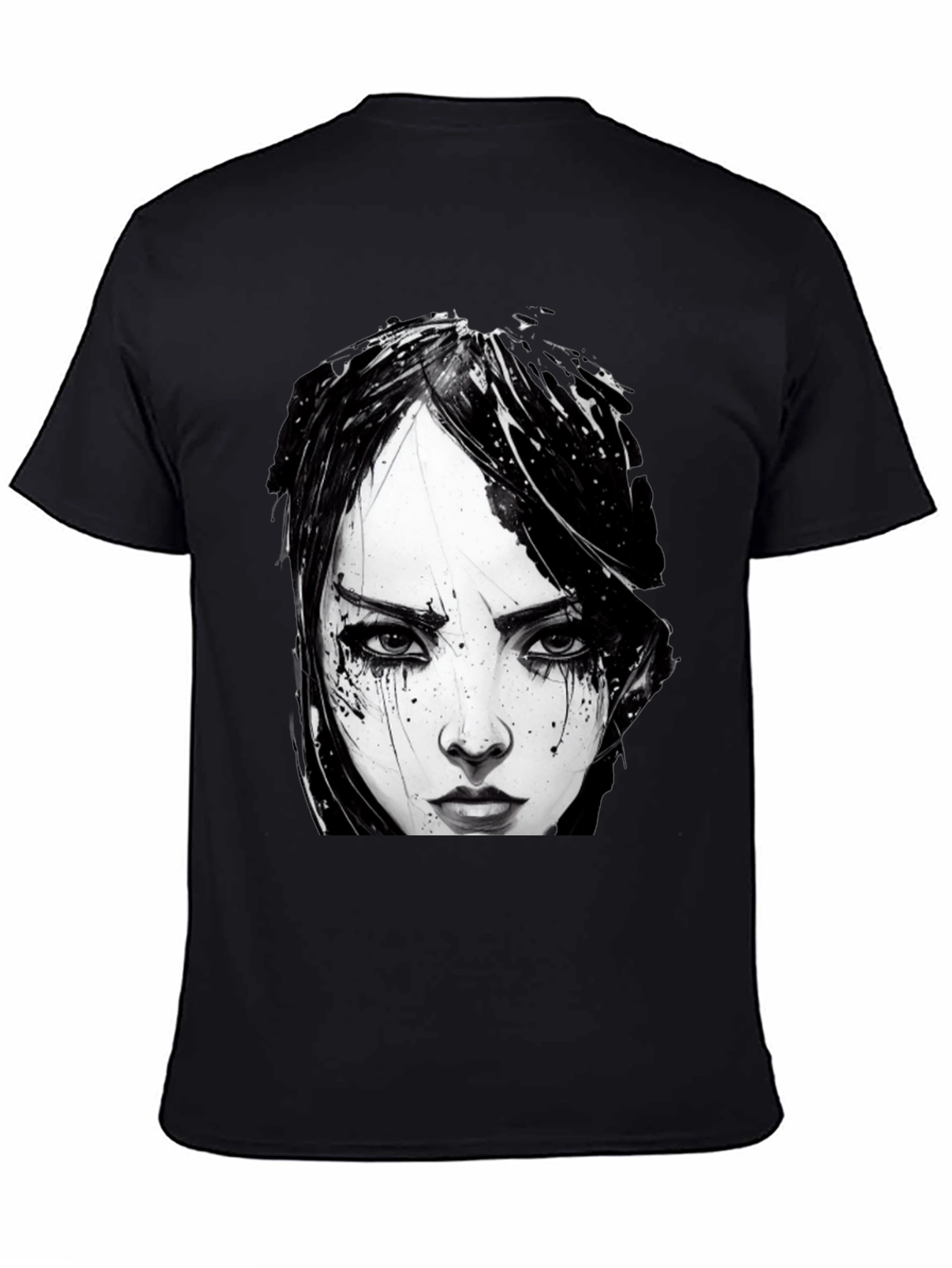 Emo Girl Portrait Black T-Shirt