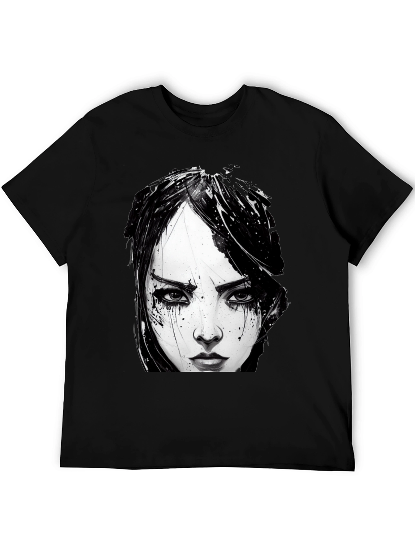 Emo Girl Portrait Black T-Shirt